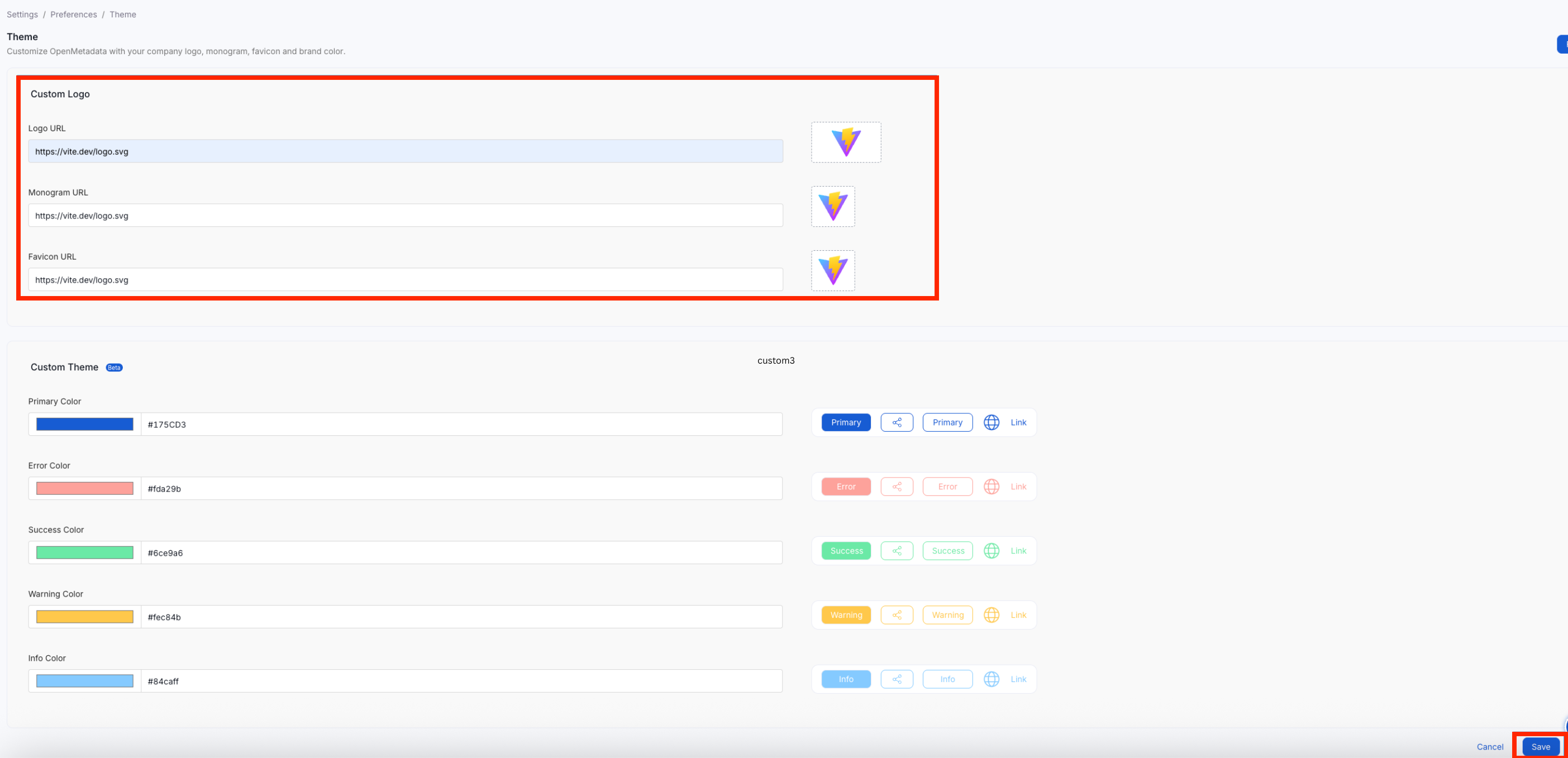 Custom Logo form