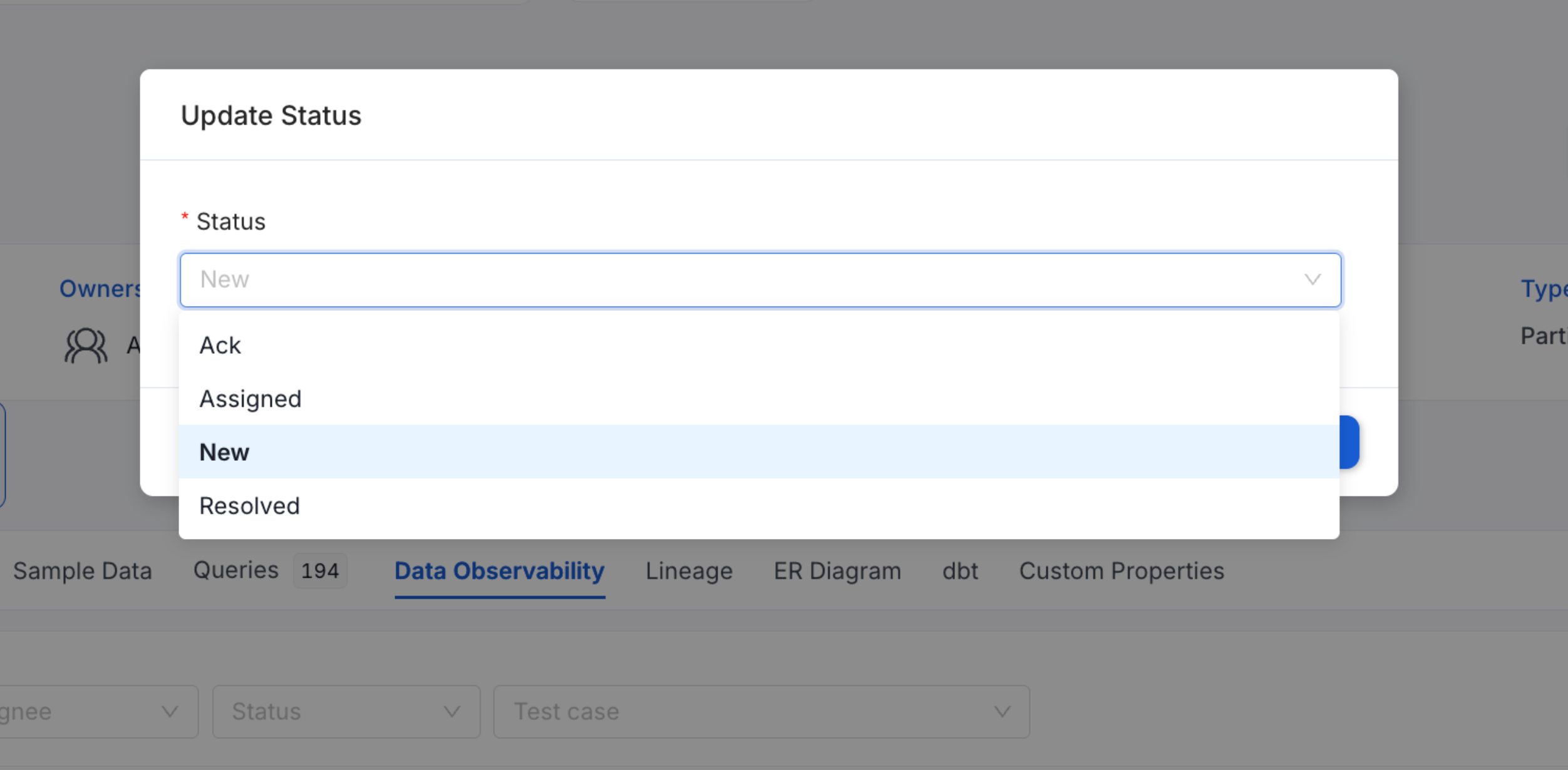 Edit Test Status