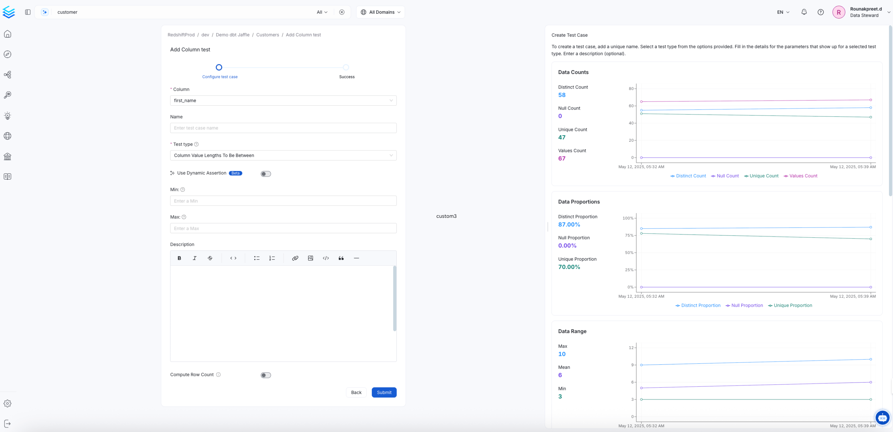 Configure a Column Level Test