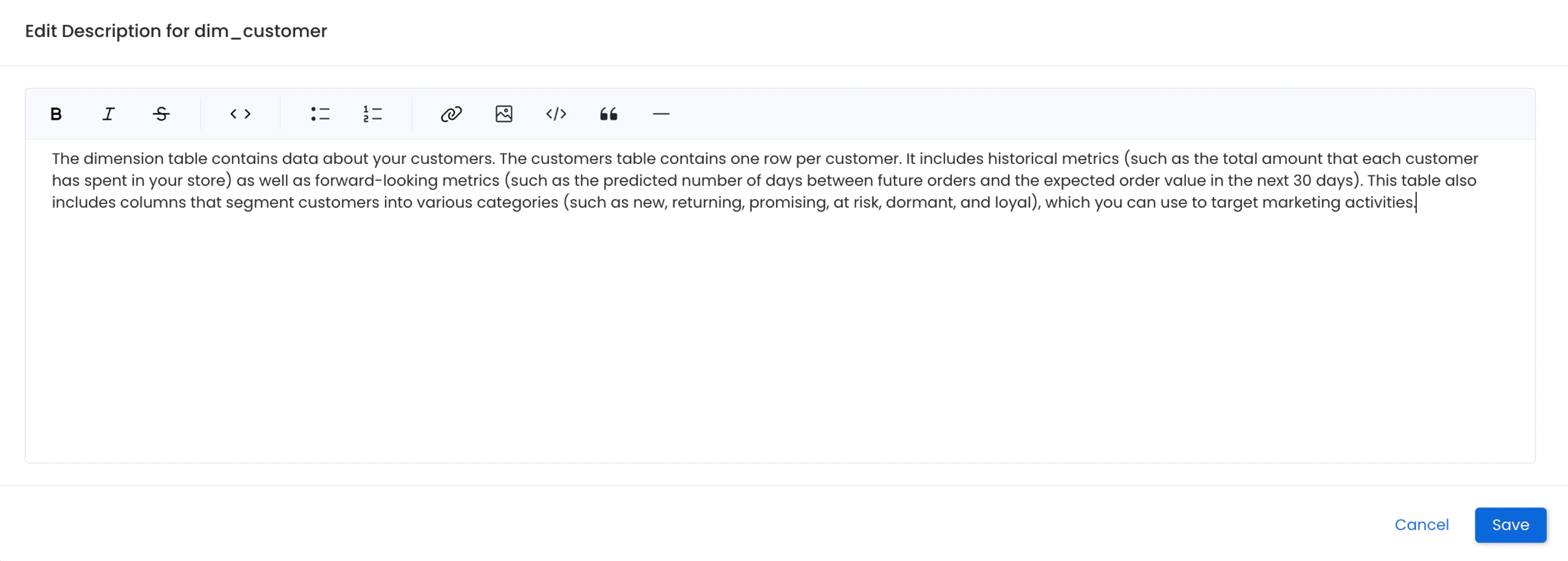 Add or Edit the Data Asset Description
