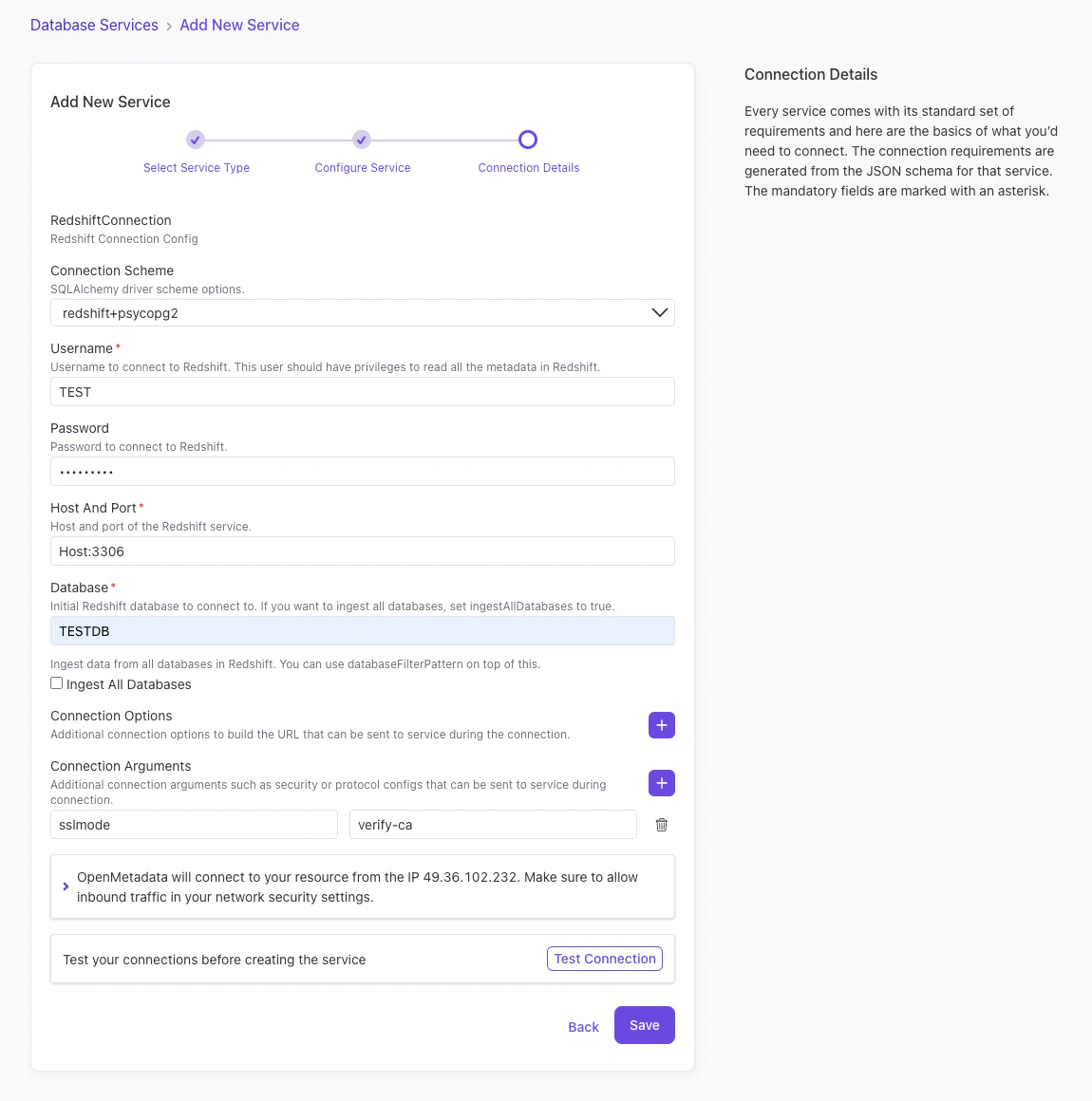Configure service connection
