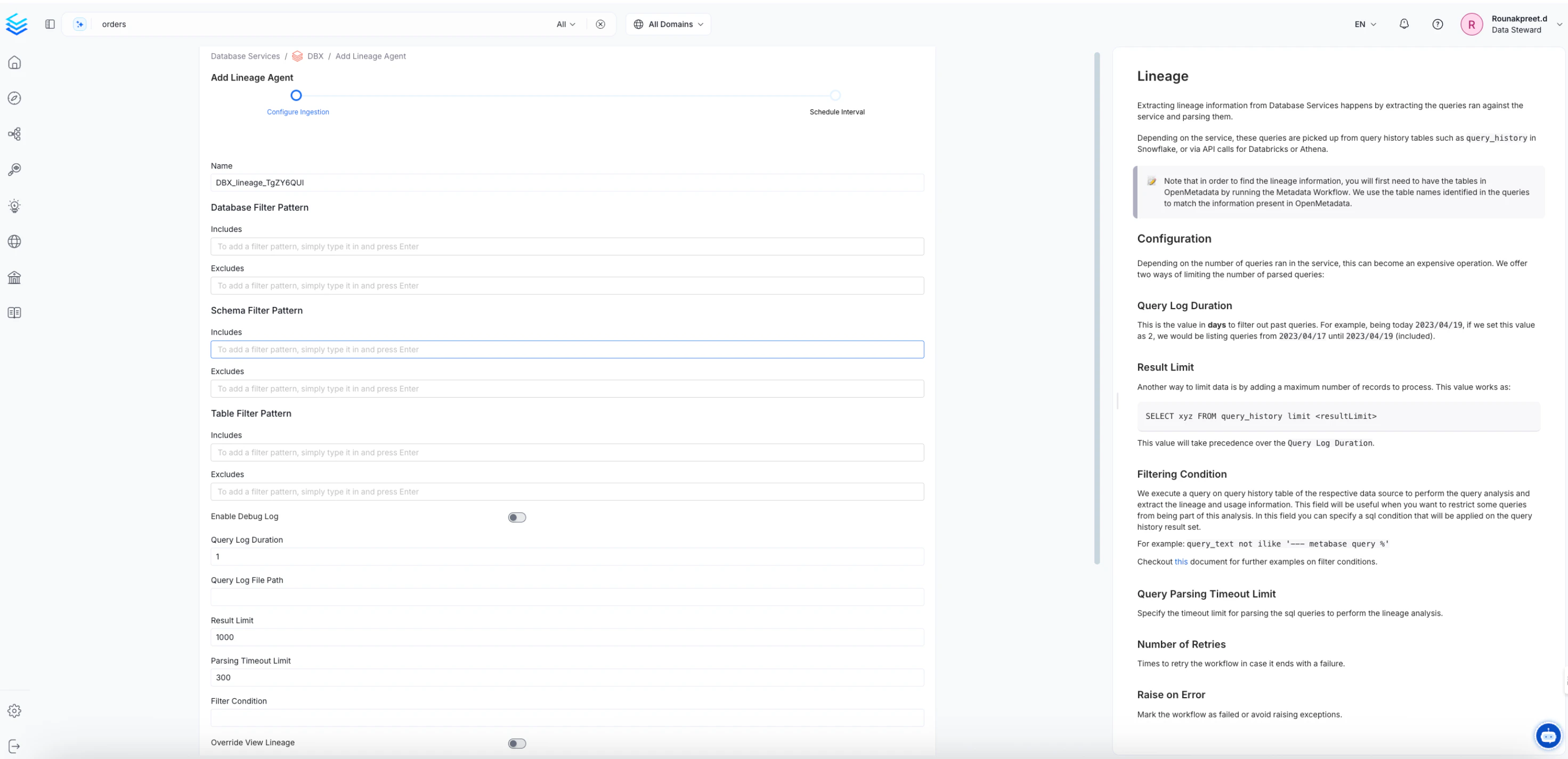 Configure the Lineage Agent
