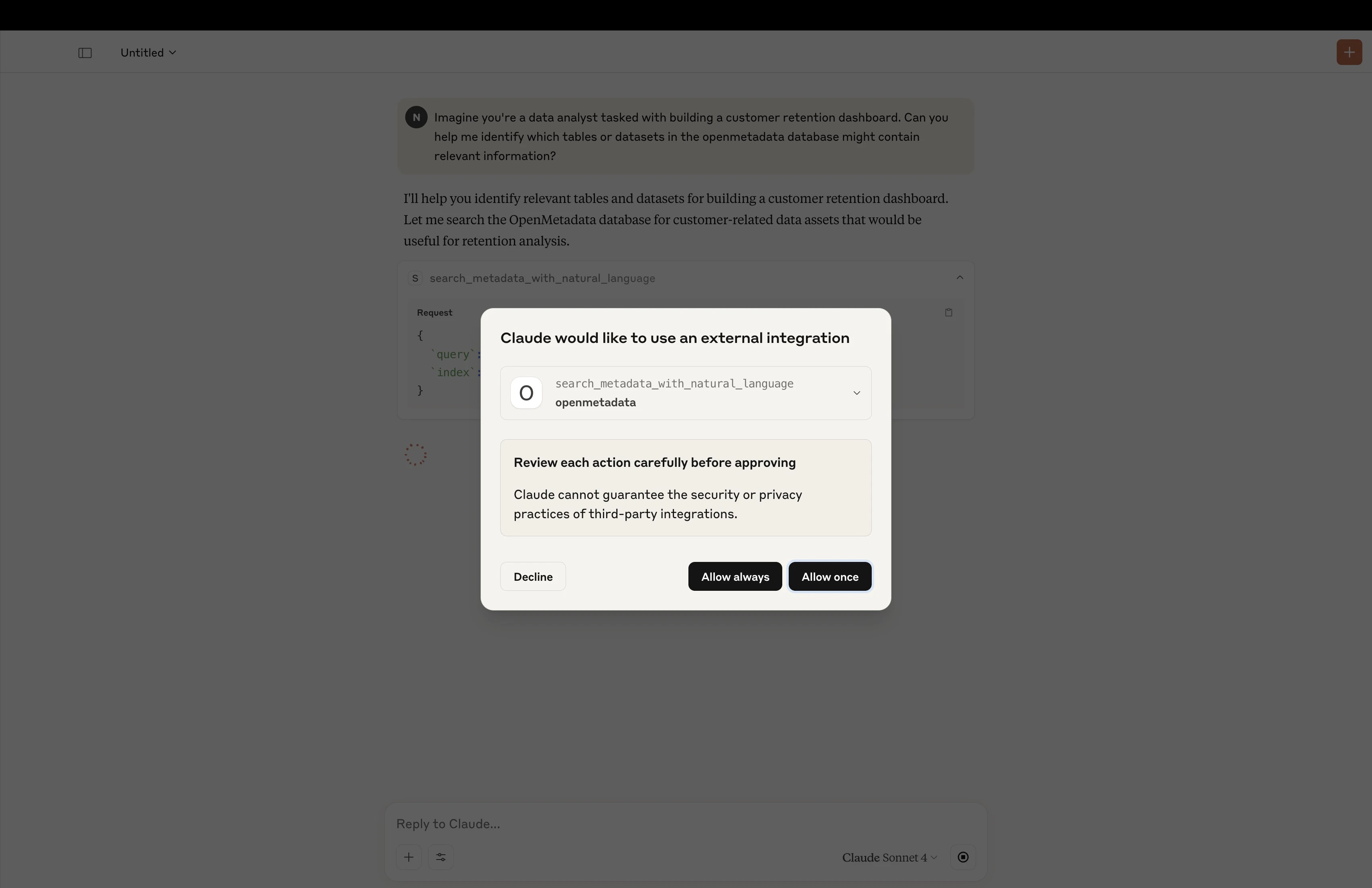 Allow Claude to use OpenMetadata
