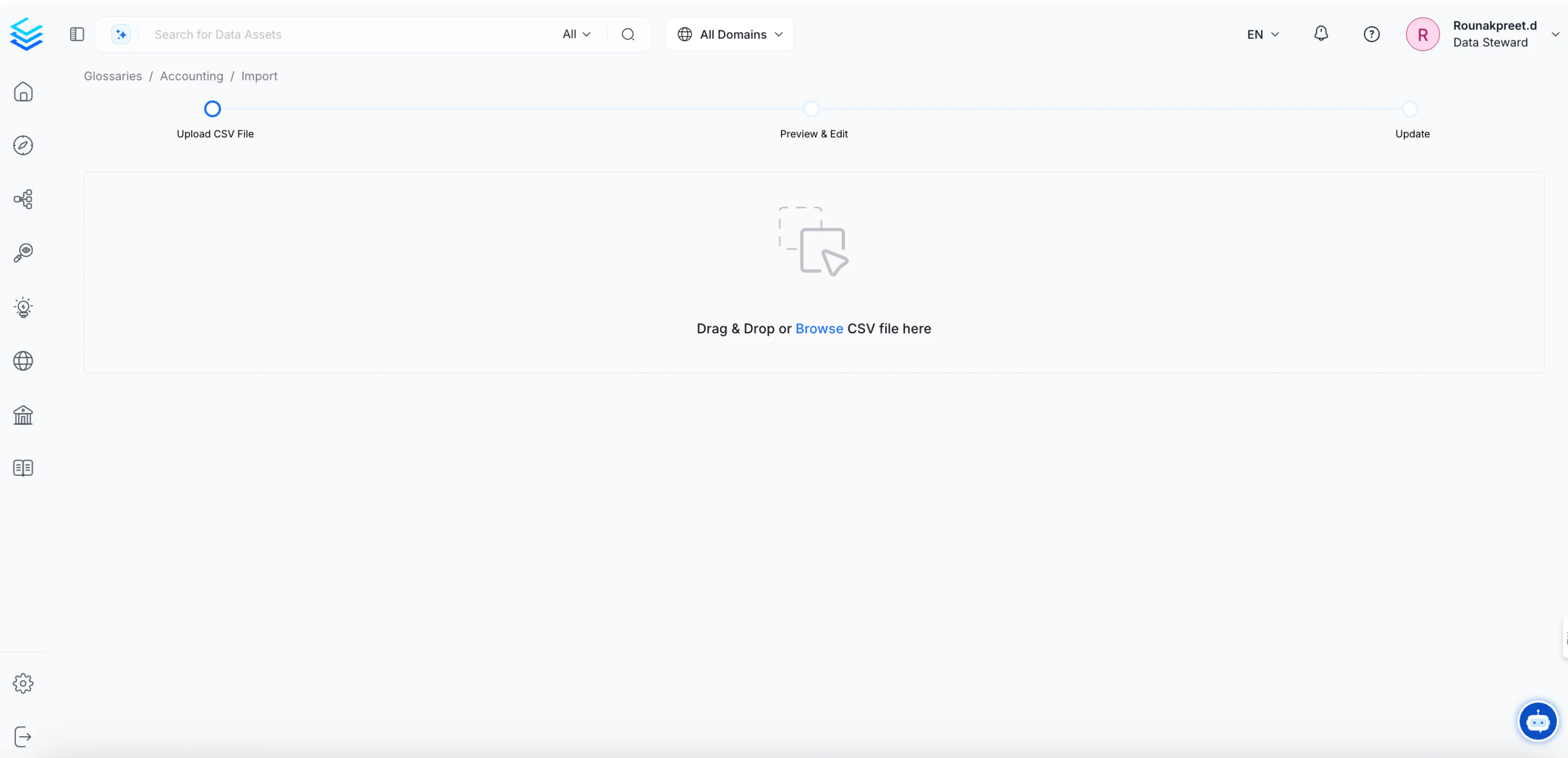 Import the Glossary CSV File