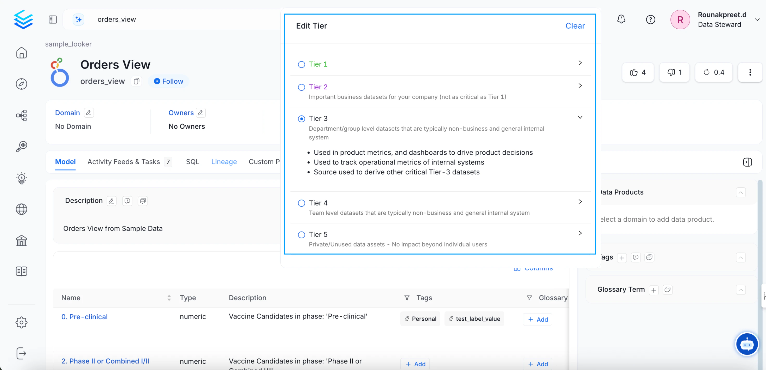 Add a Tier to Data Asset