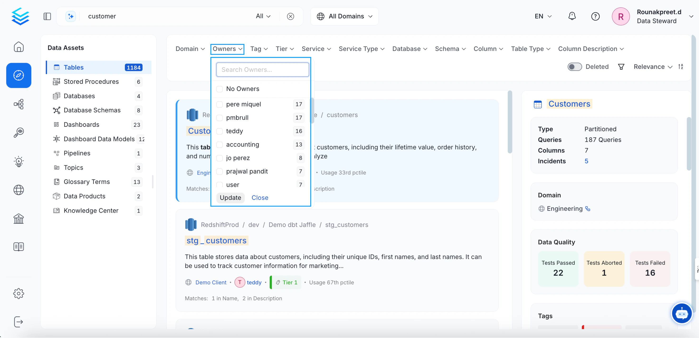 Filter by Asset Owner