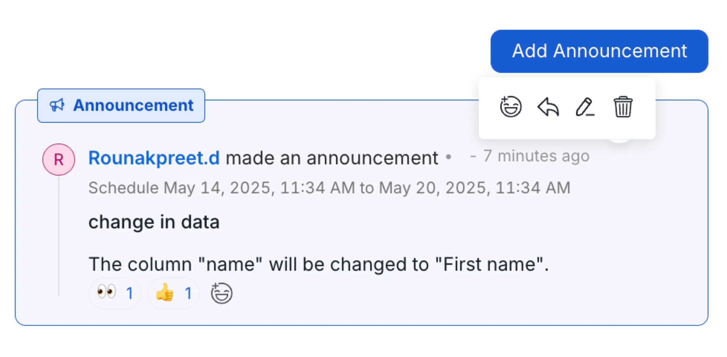 Reply or React to an Announcement