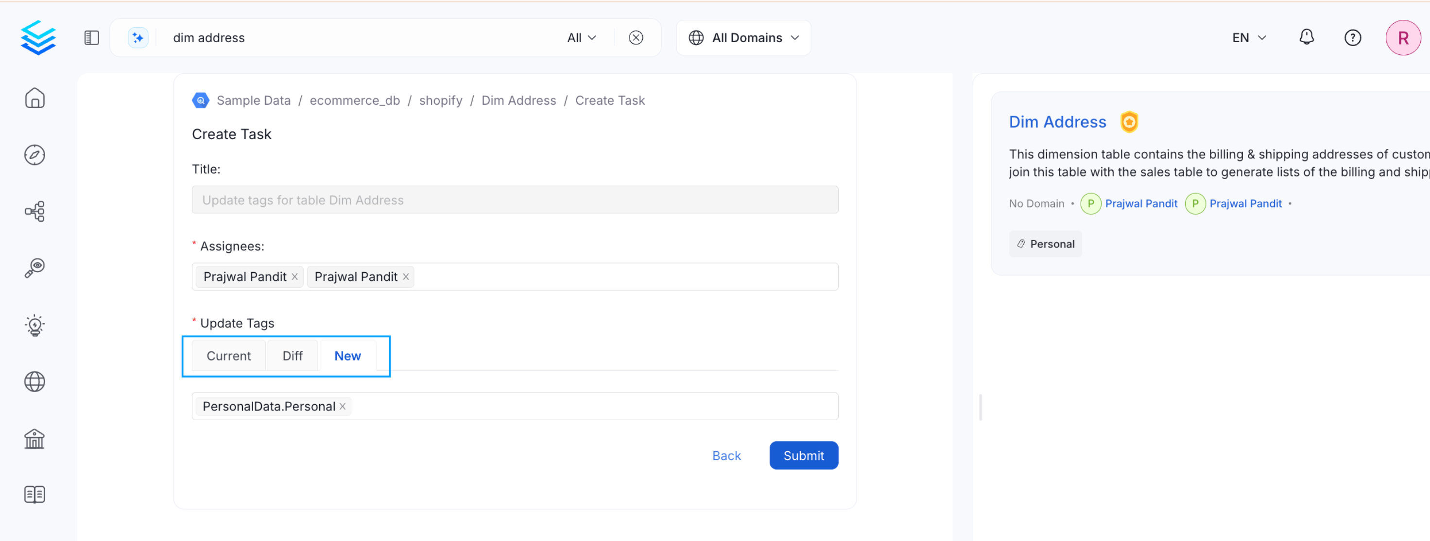 Add a Task: Request to Update Tags