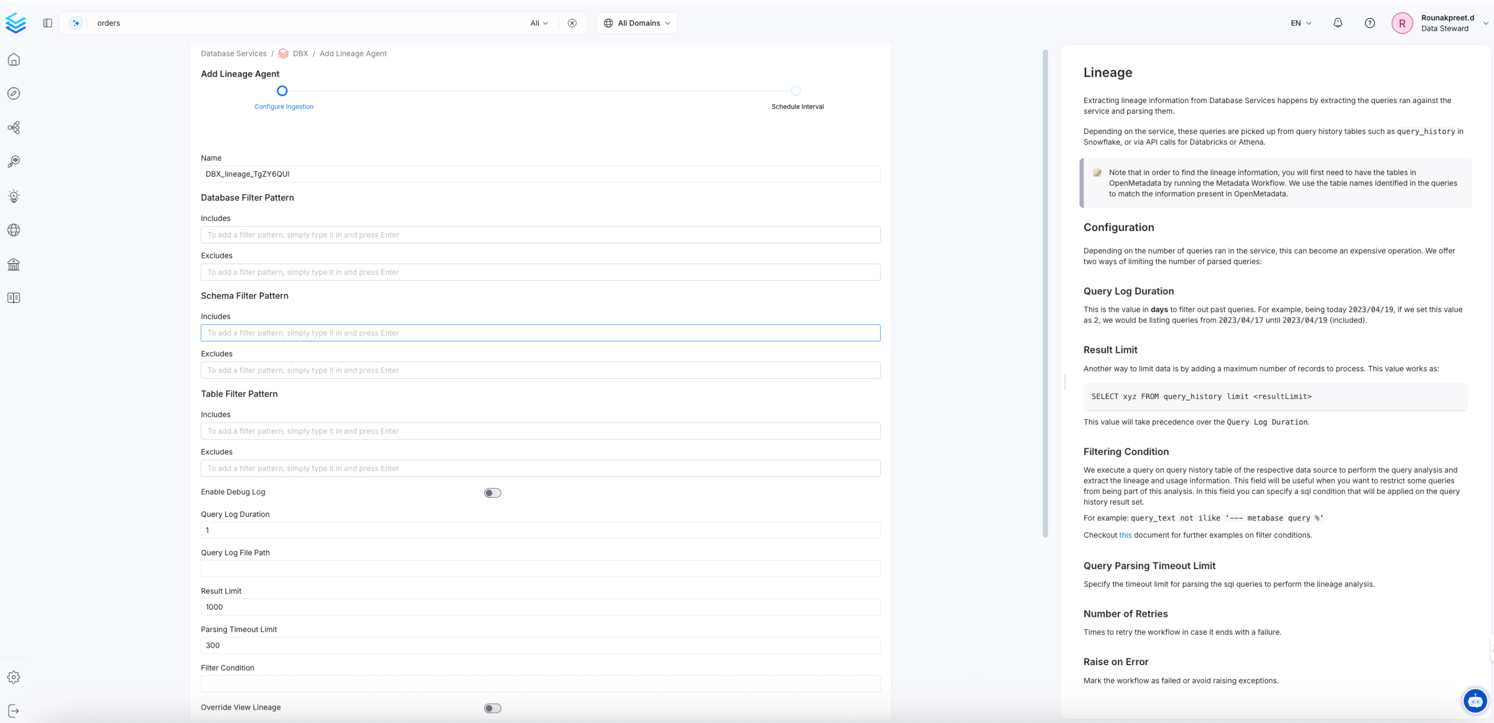 Configure the Lineage Agent