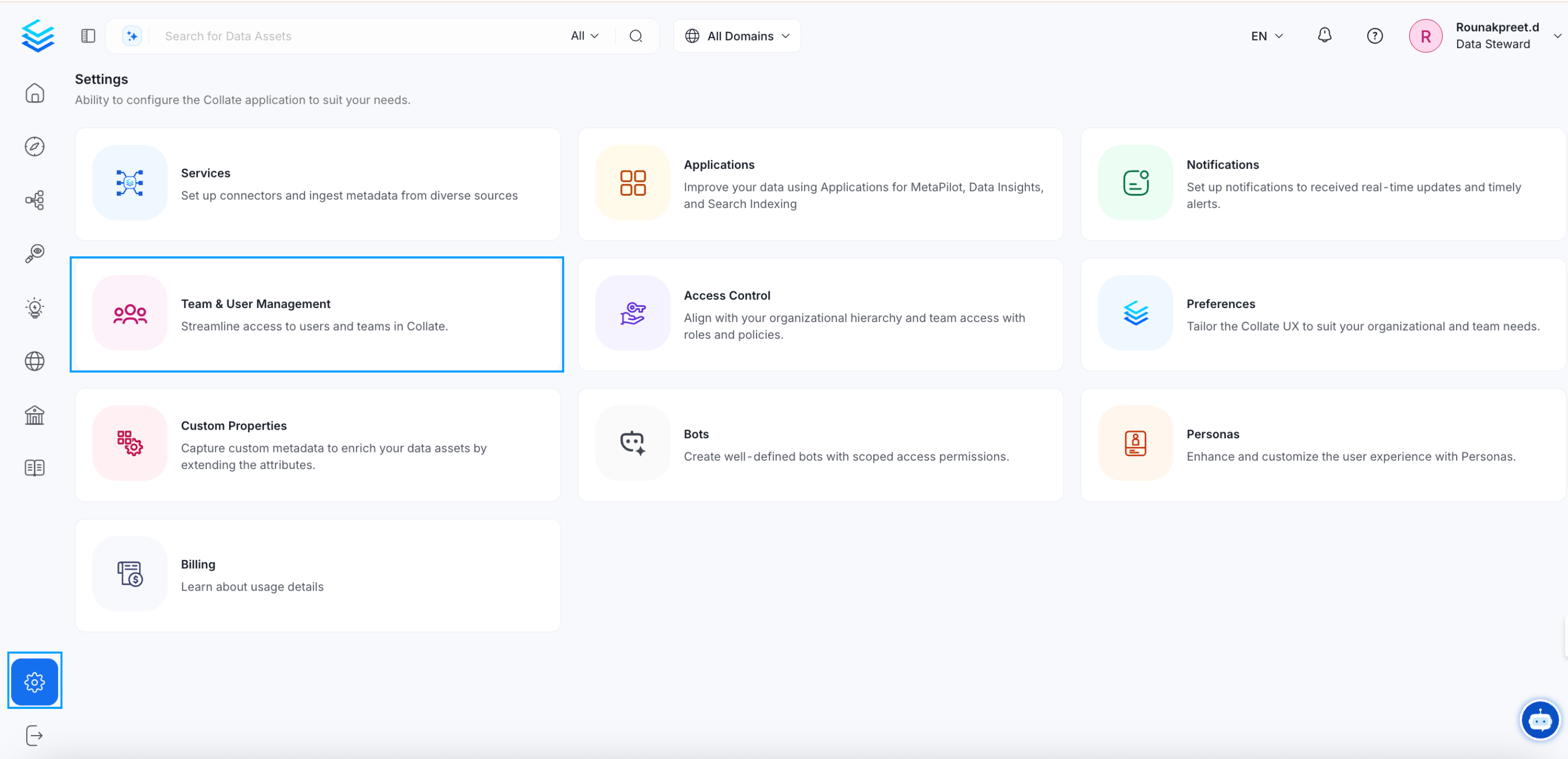 Navigate to team & user management