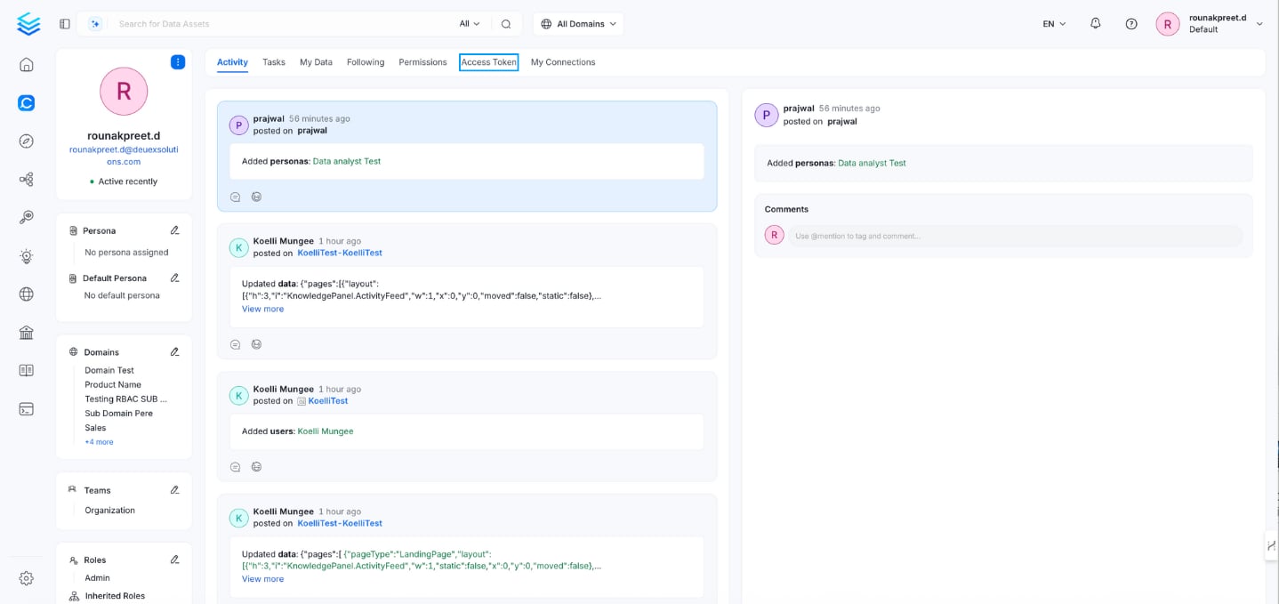 Open the Access Tokens tab