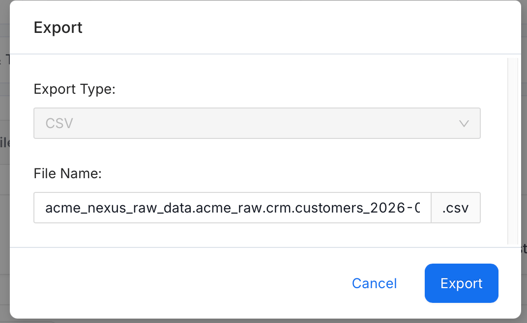 Confirm and start the export