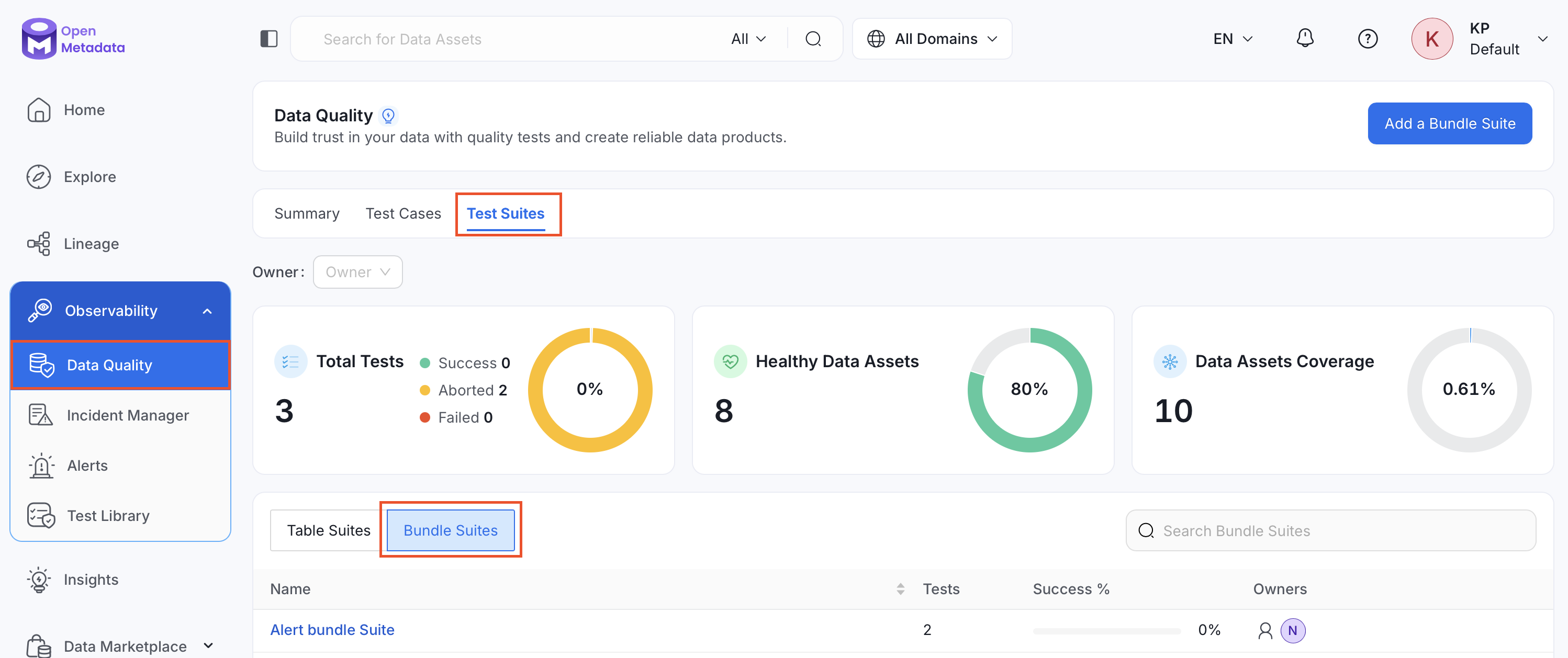 Select a bundle test suite