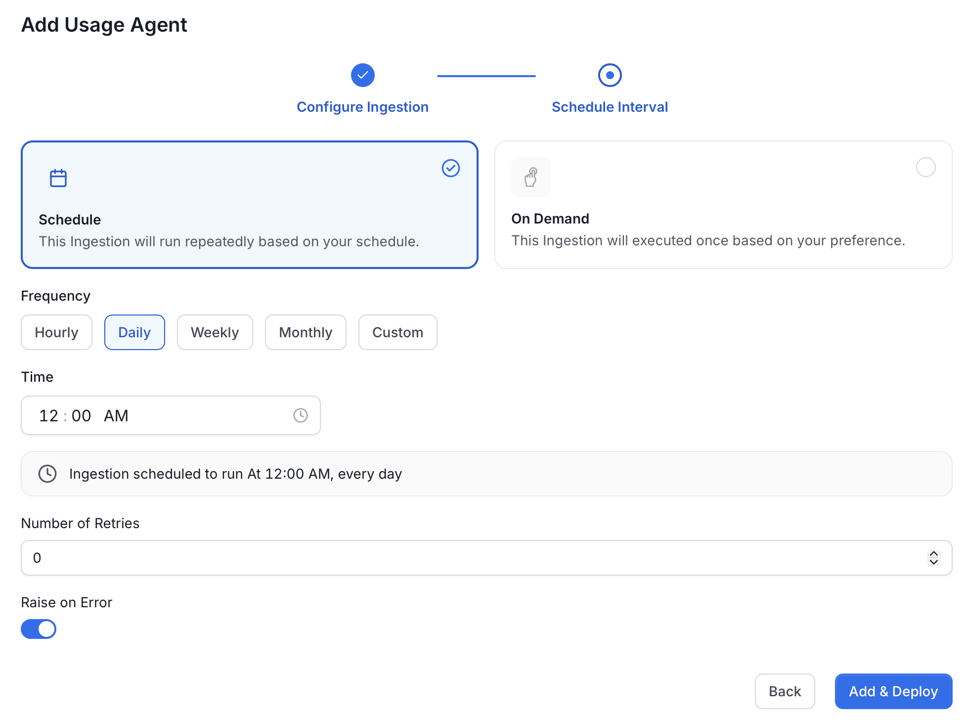 Schedule Usage Ingestion