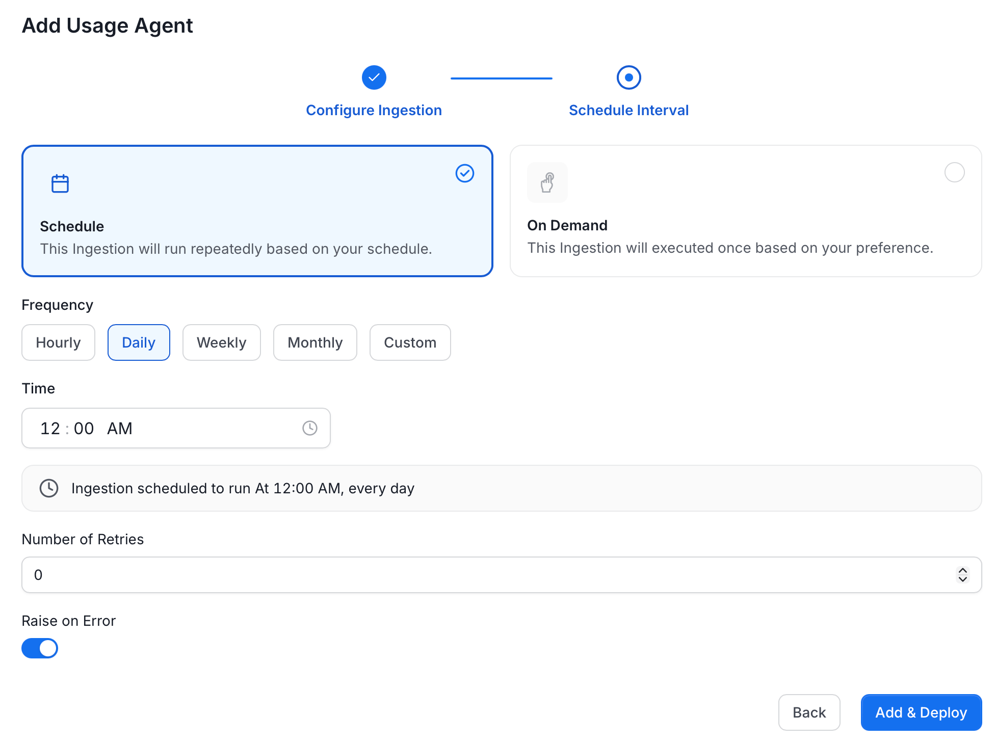 Schedule Usage Ingestion