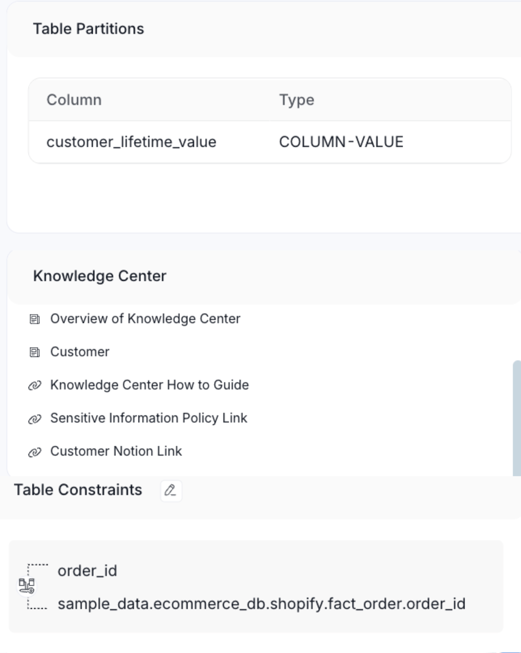 Explore Table Constraints
