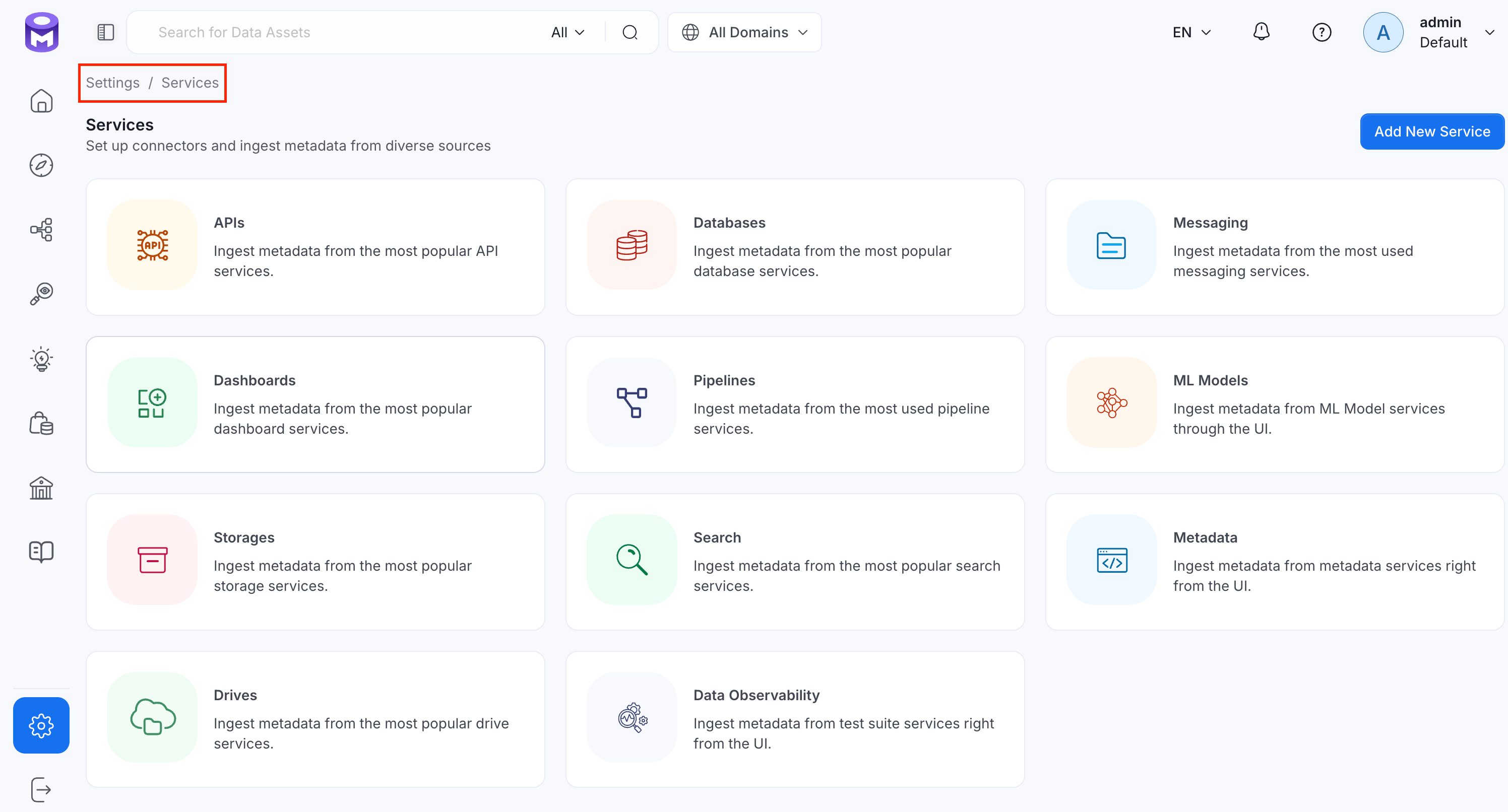 Navigate to Settings and Services