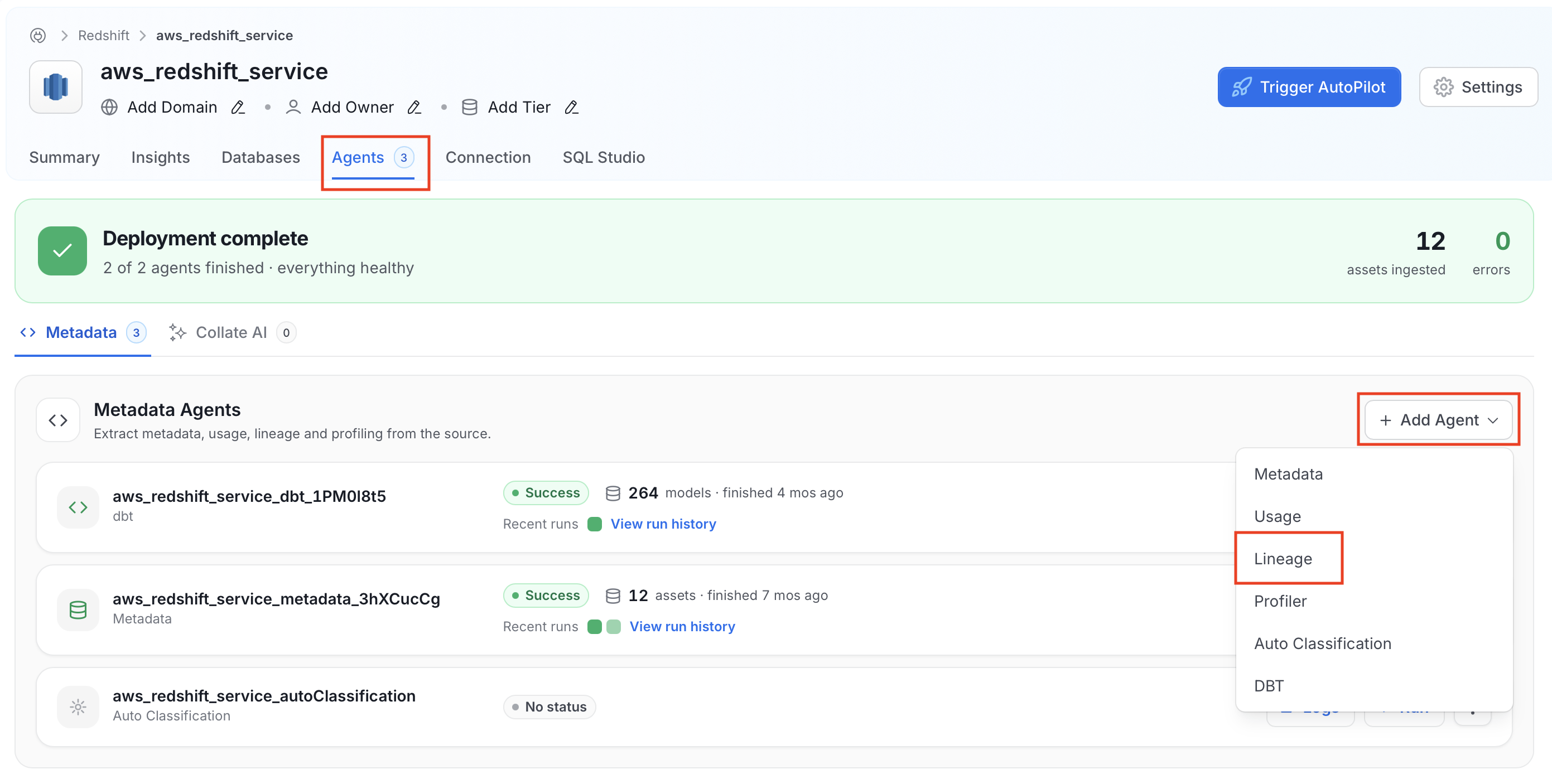 Add Lineage Agent