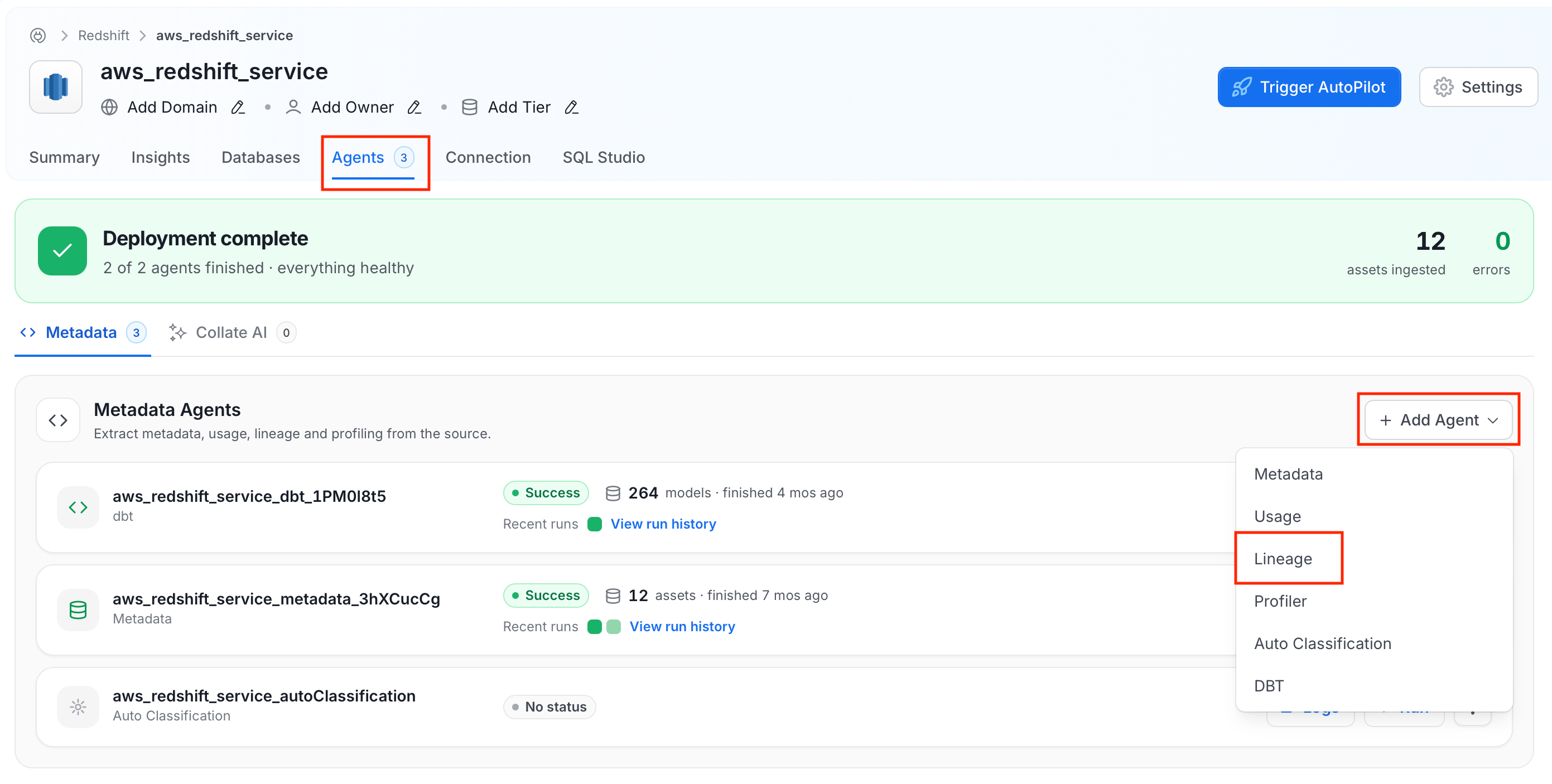 Add Lineage Agent