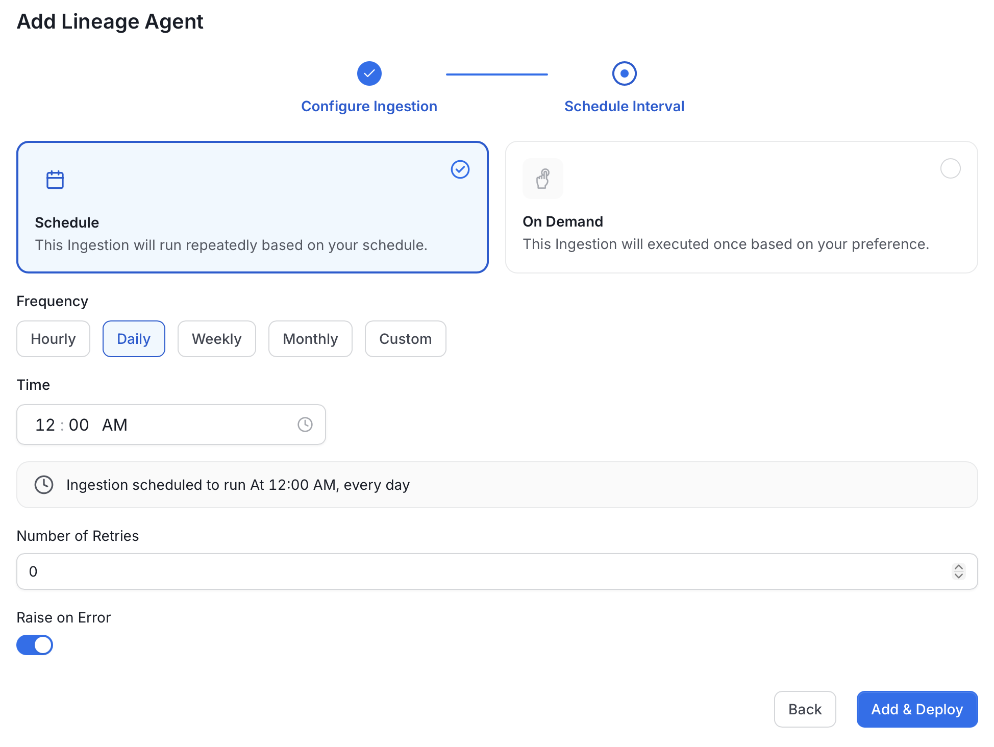 Schedule and Deploy the Lineage Agent