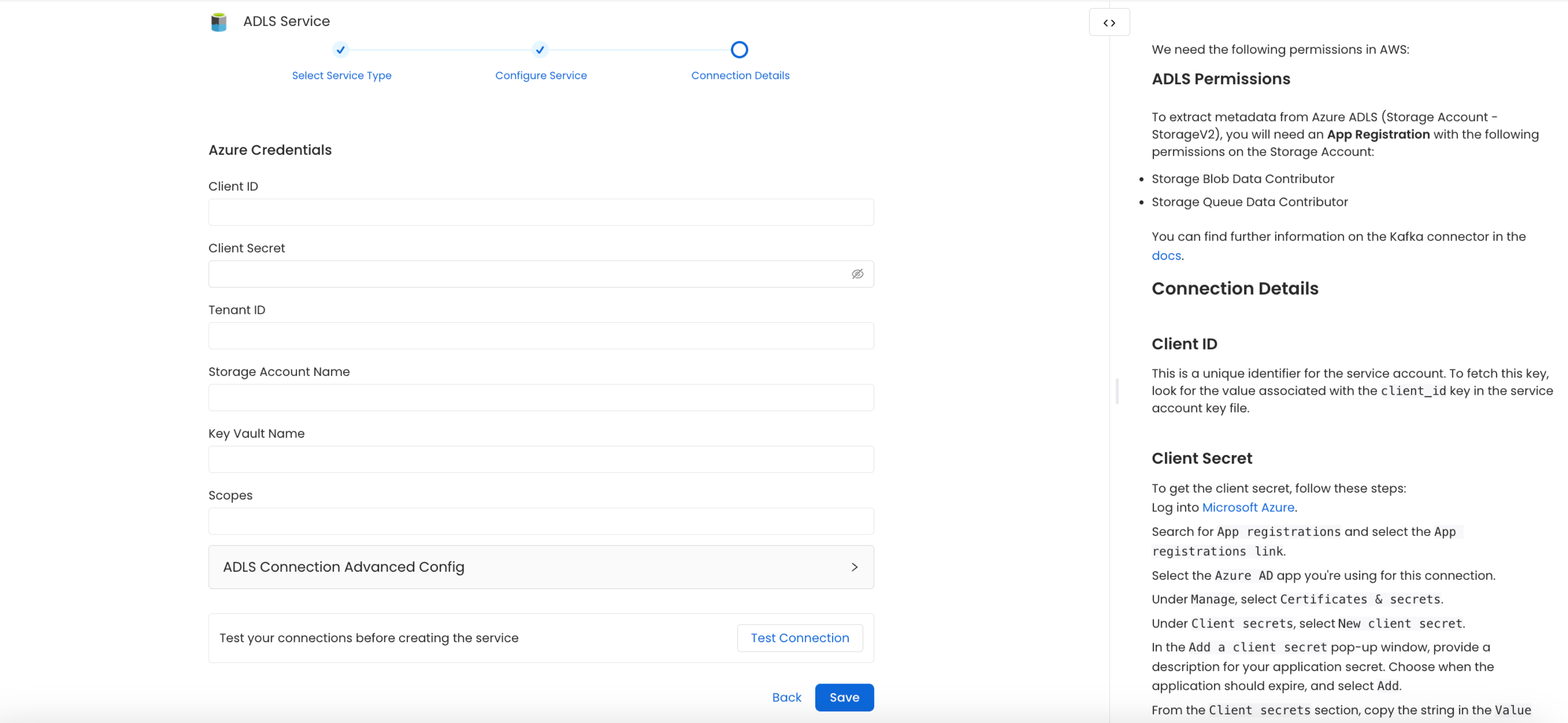 Configure service connection