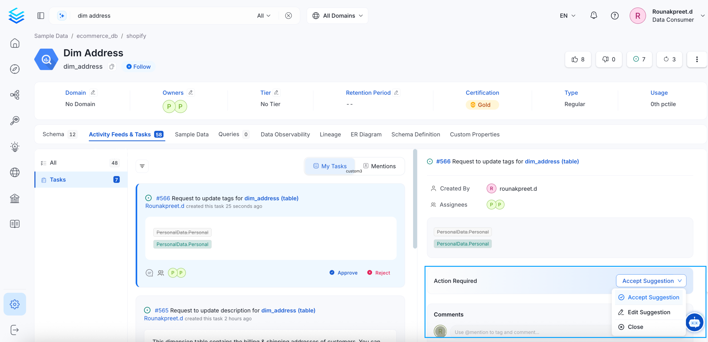 Task: Accept Suggestion and Comment