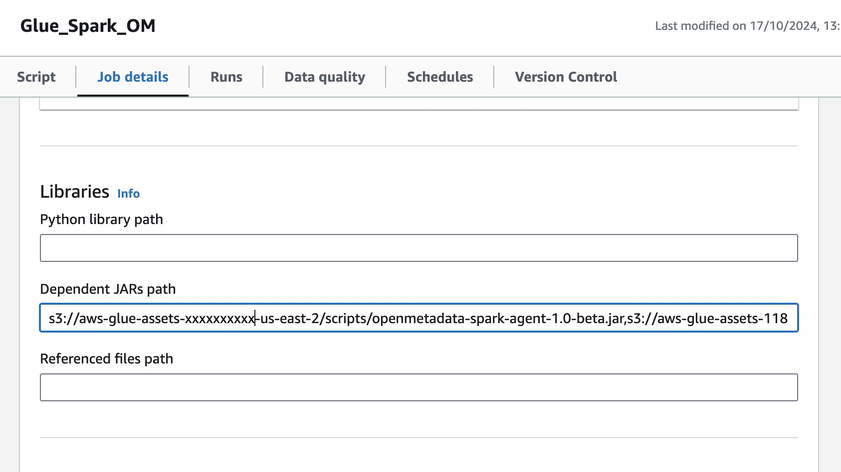 Glue Job Configure Jar
