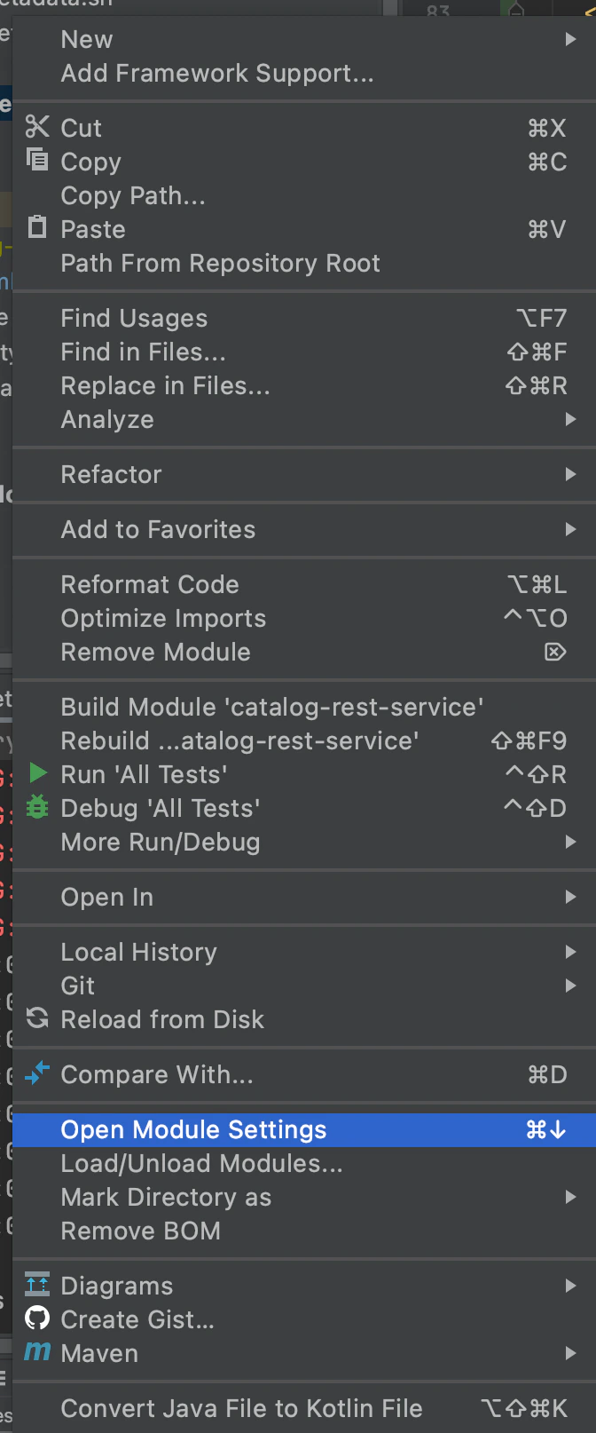 Open Module Settings
