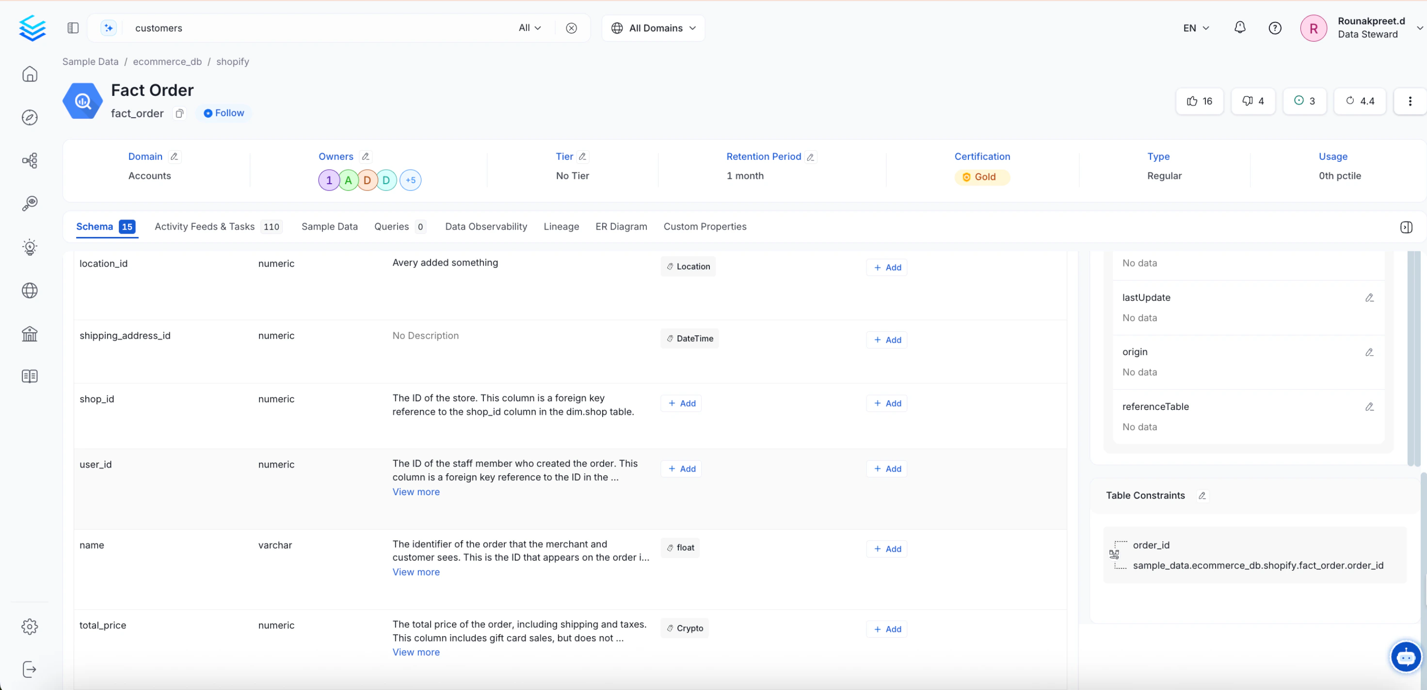 Navigate to the Table Details Page