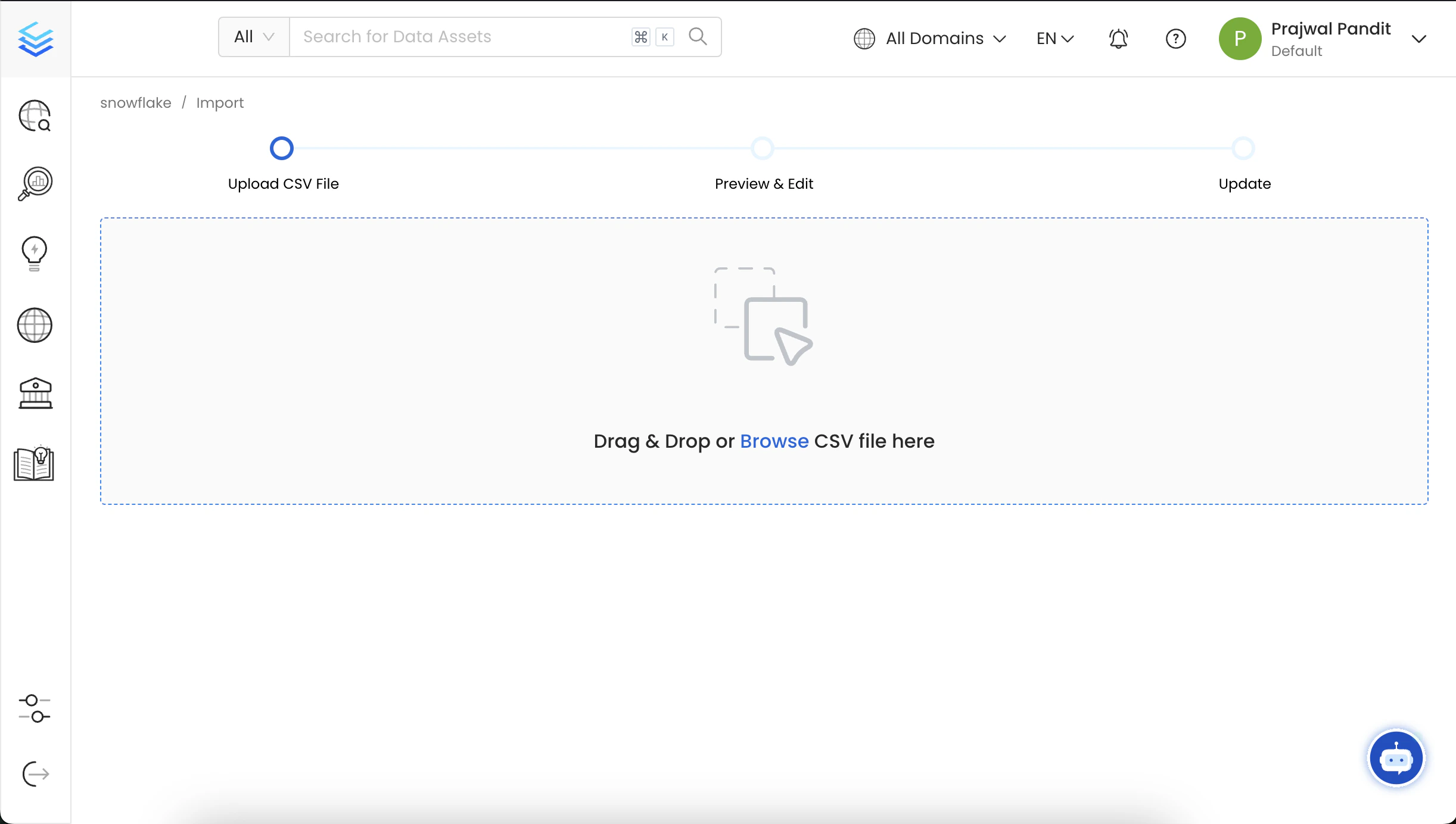 Upload the Database Service CSV file