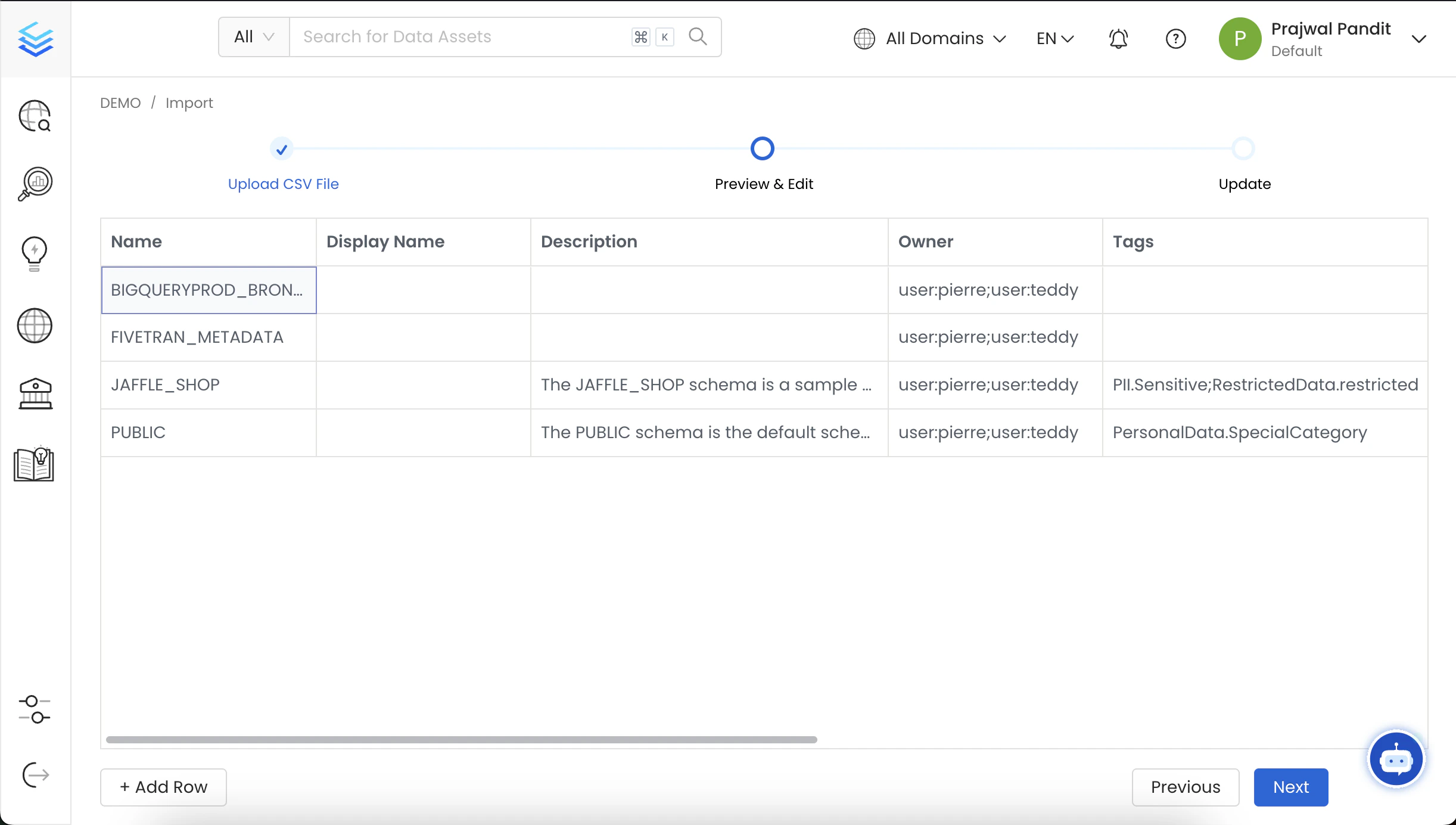 Preview of the Database