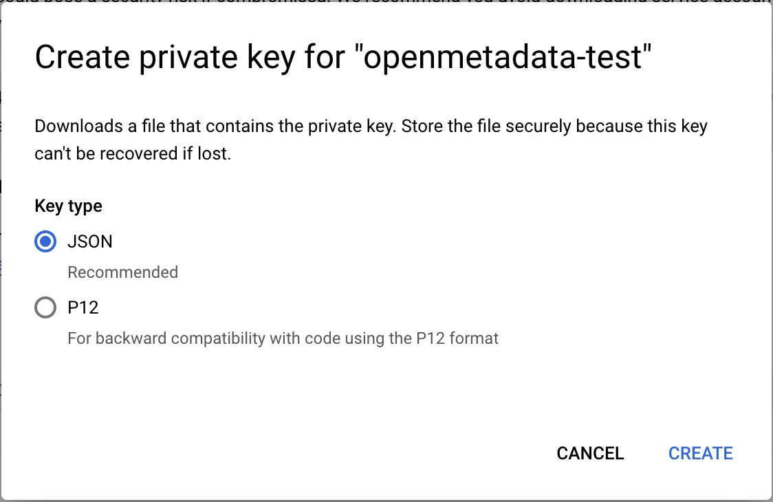 Download json Key