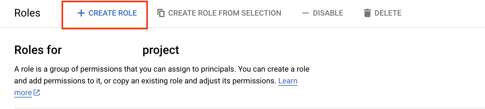 Create Role Button