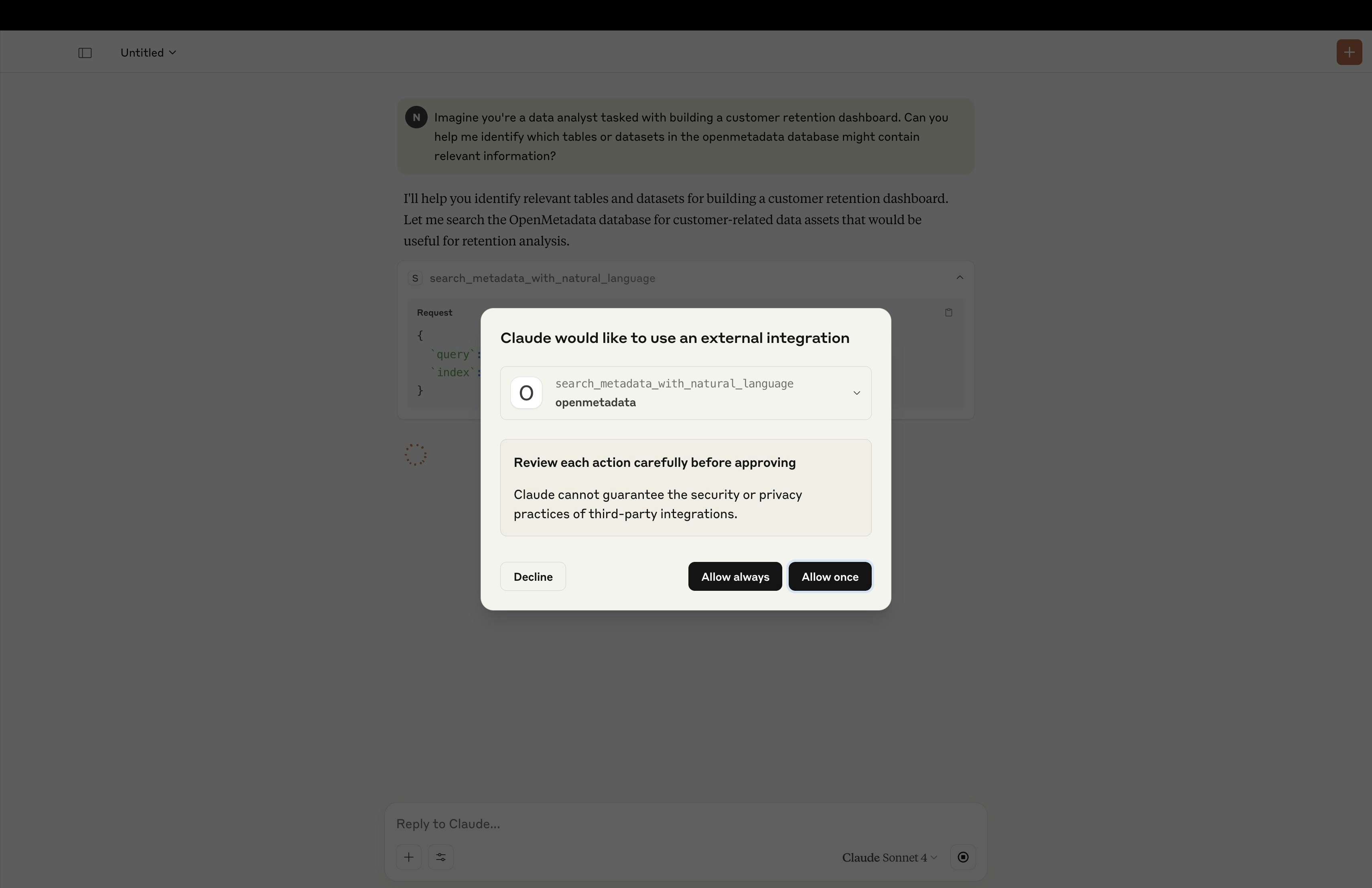 Allow Claude to use OpenMetadata