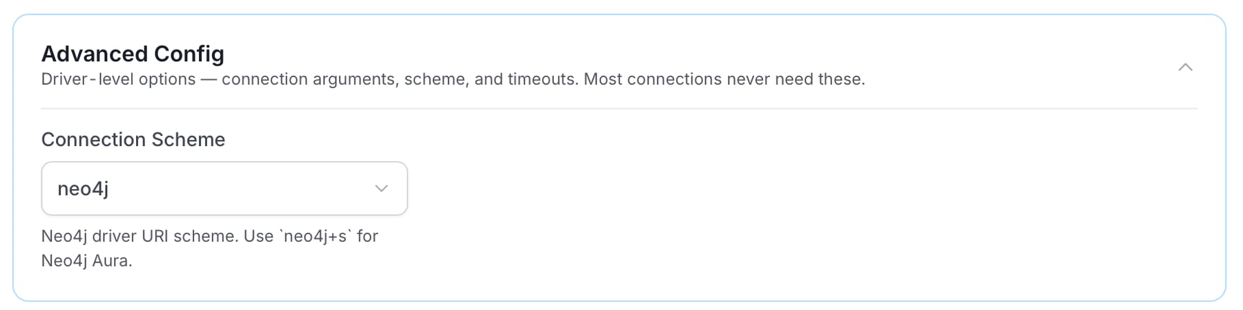 Advanced Config section with the Connection Scheme field