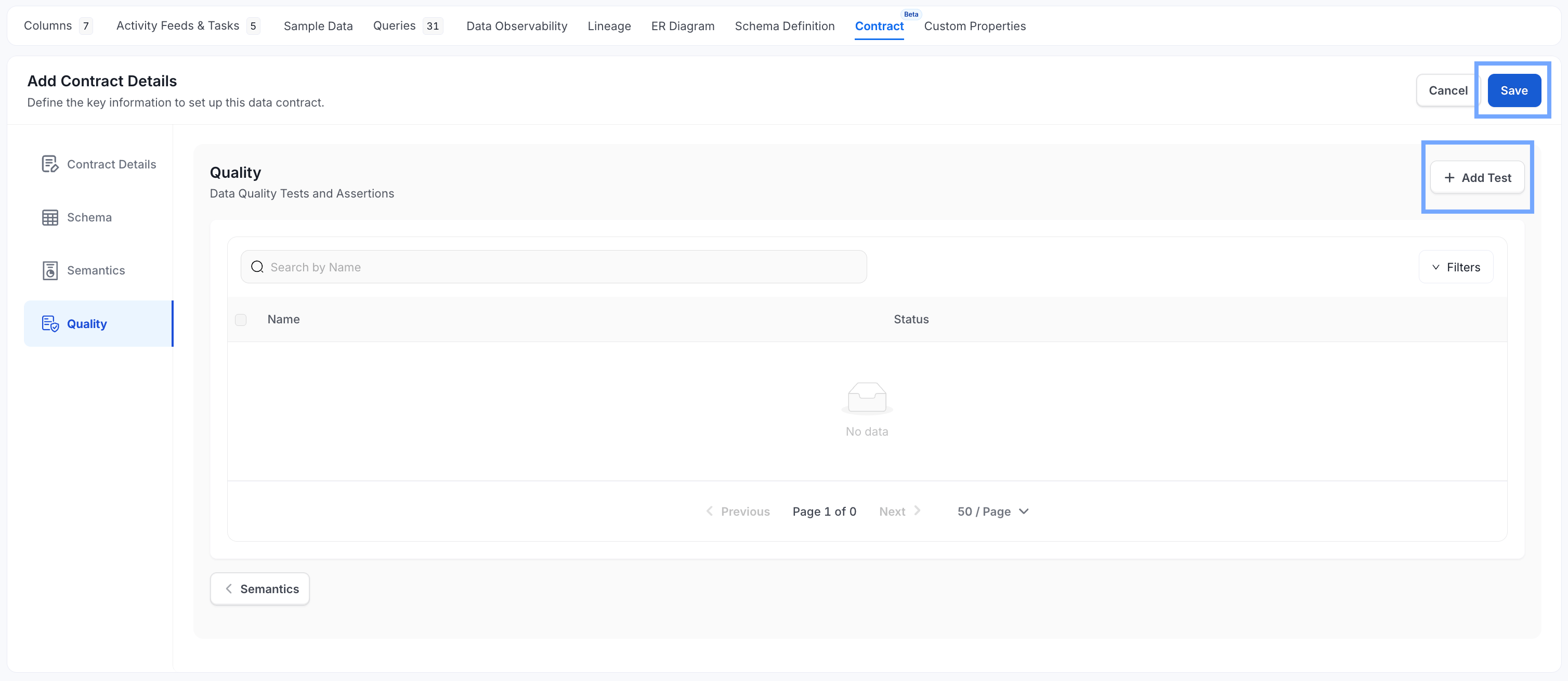 Adding data quality tests to an OpenMetadata Data Contract