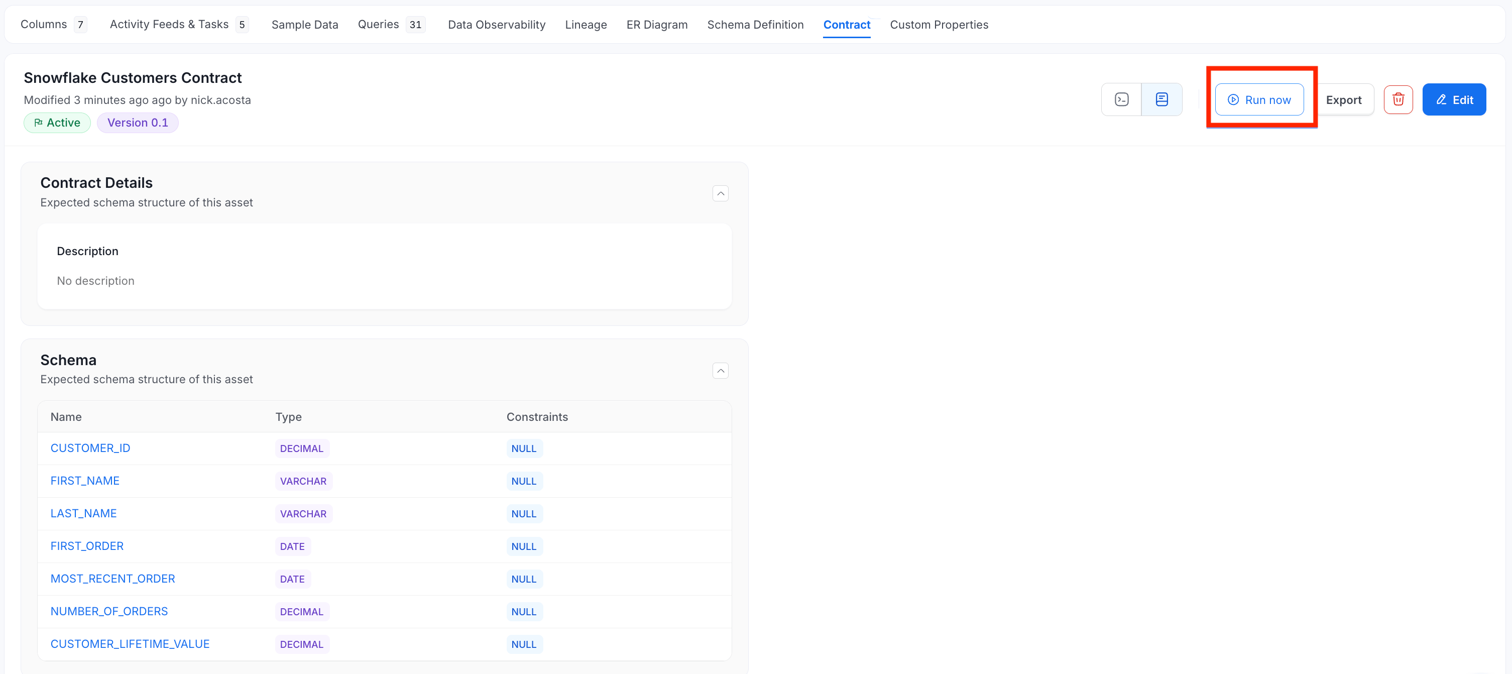 Running an OpenMetadata Data Contract