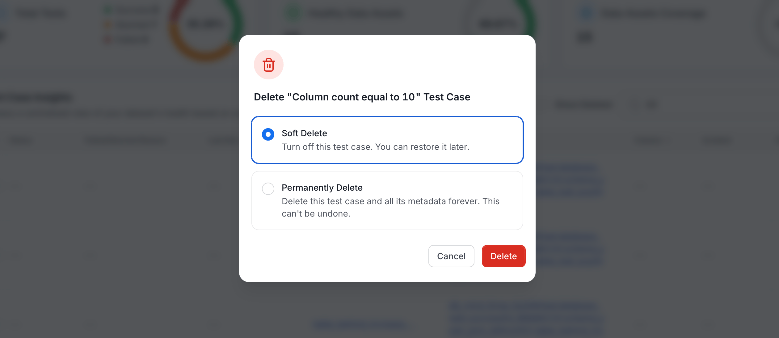 Soft Delete and Permanently Delete options