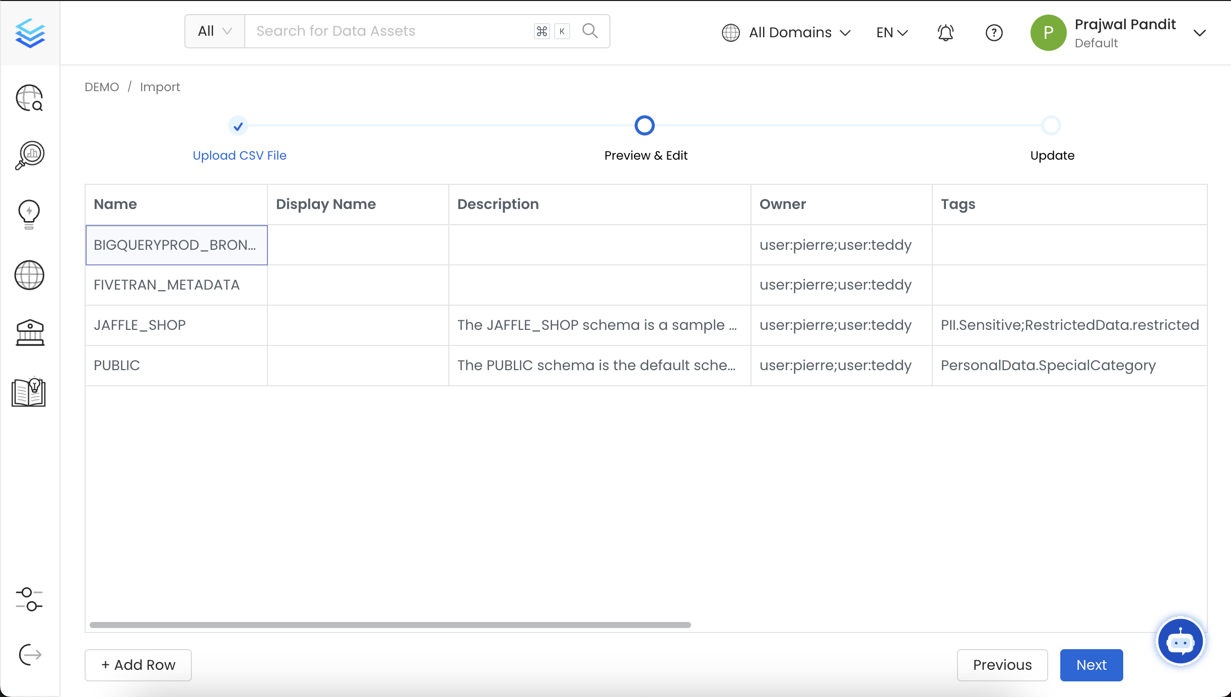 Preview of the Database