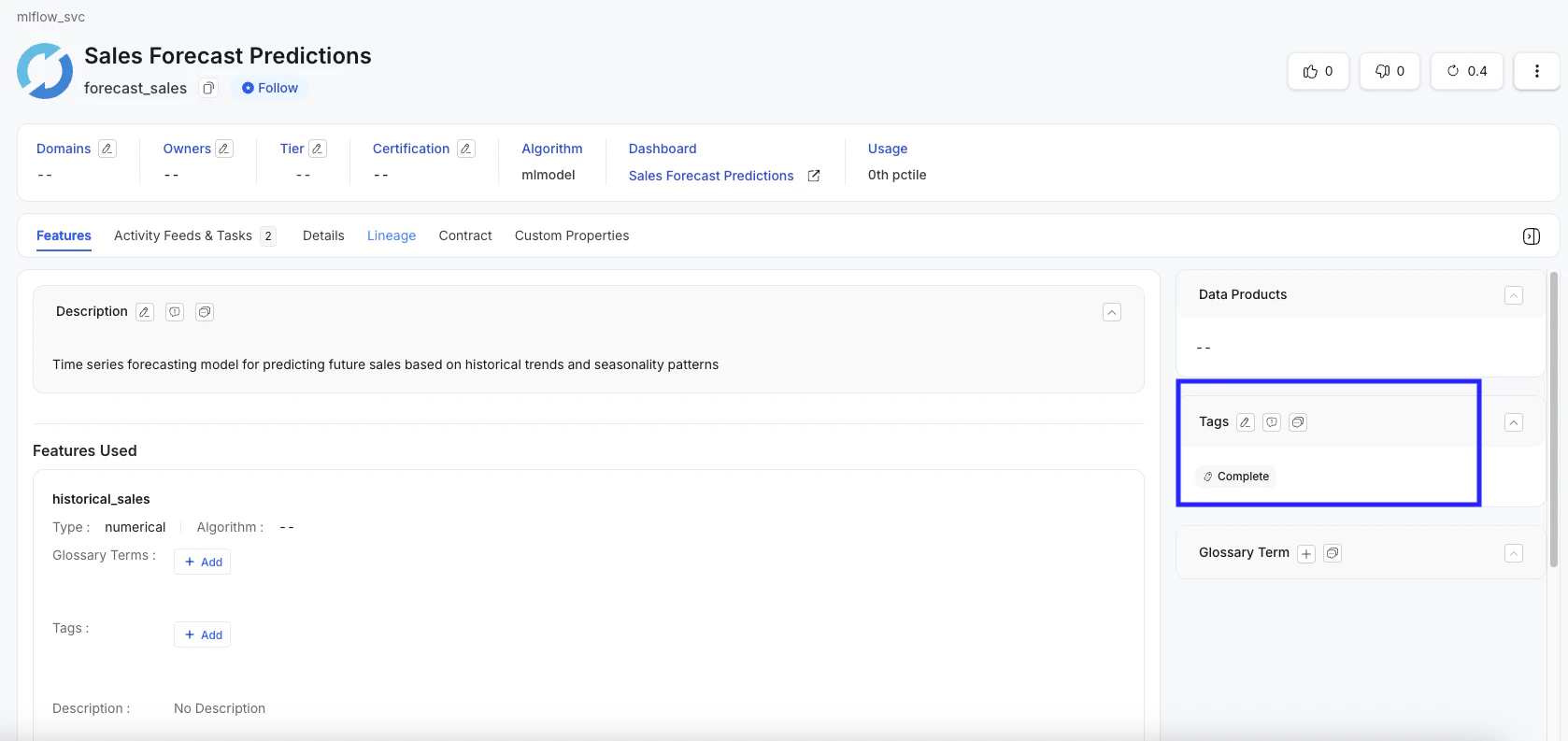 Set Tags To MLModel Workflow
