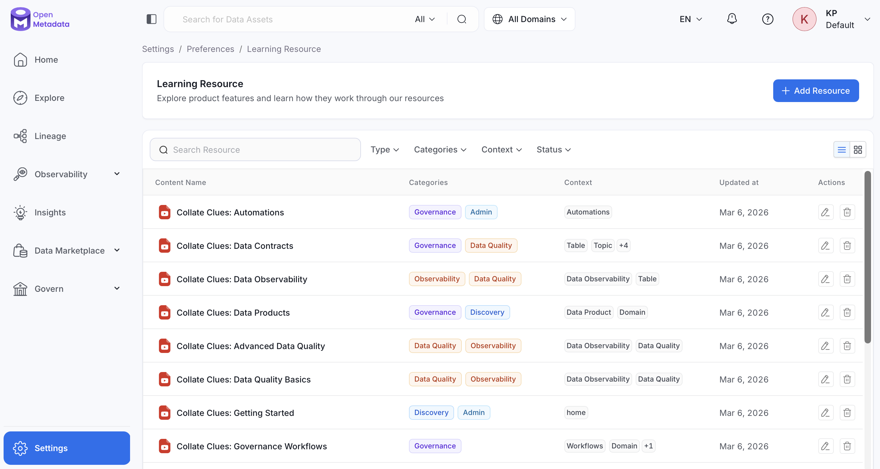 Learning Resources page