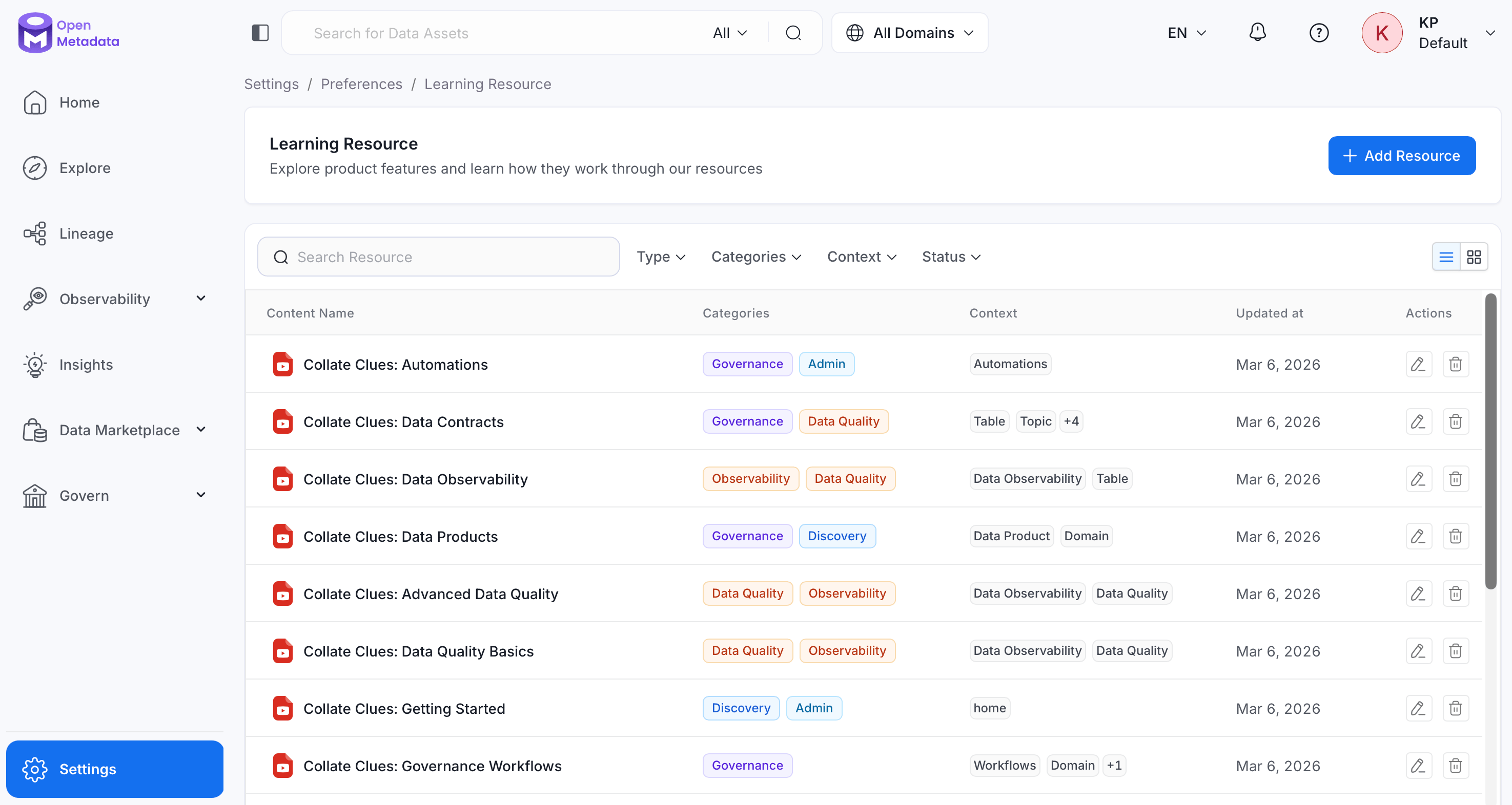 Learning Resources page