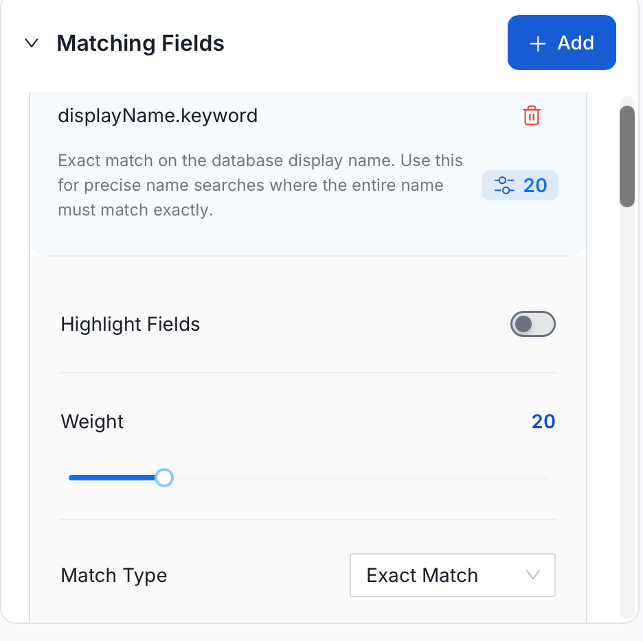 Matching Fields Settings
