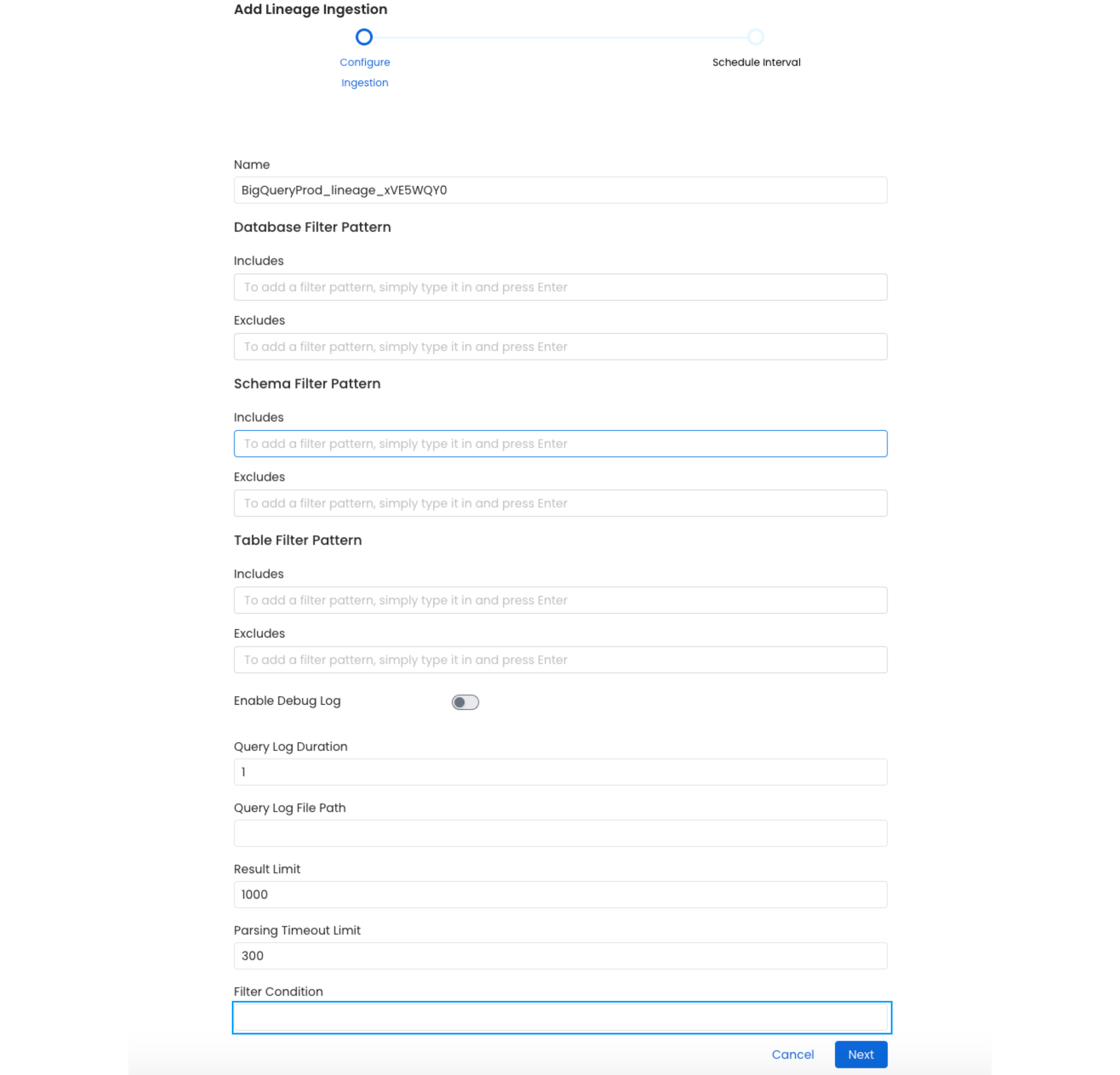 Lineage Query Filtering - OpenMetadata Documentation