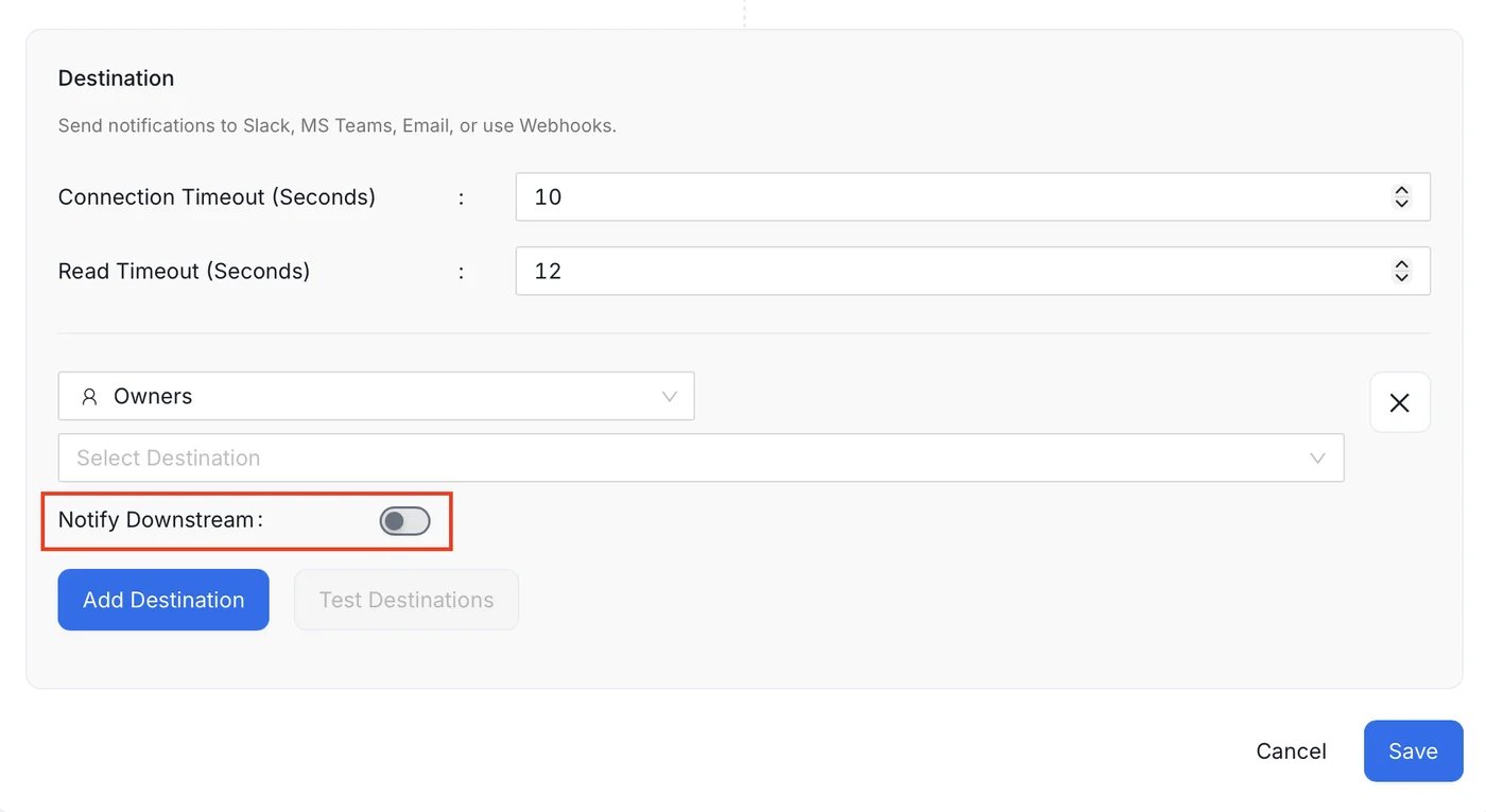 Notify Downstream toggle
