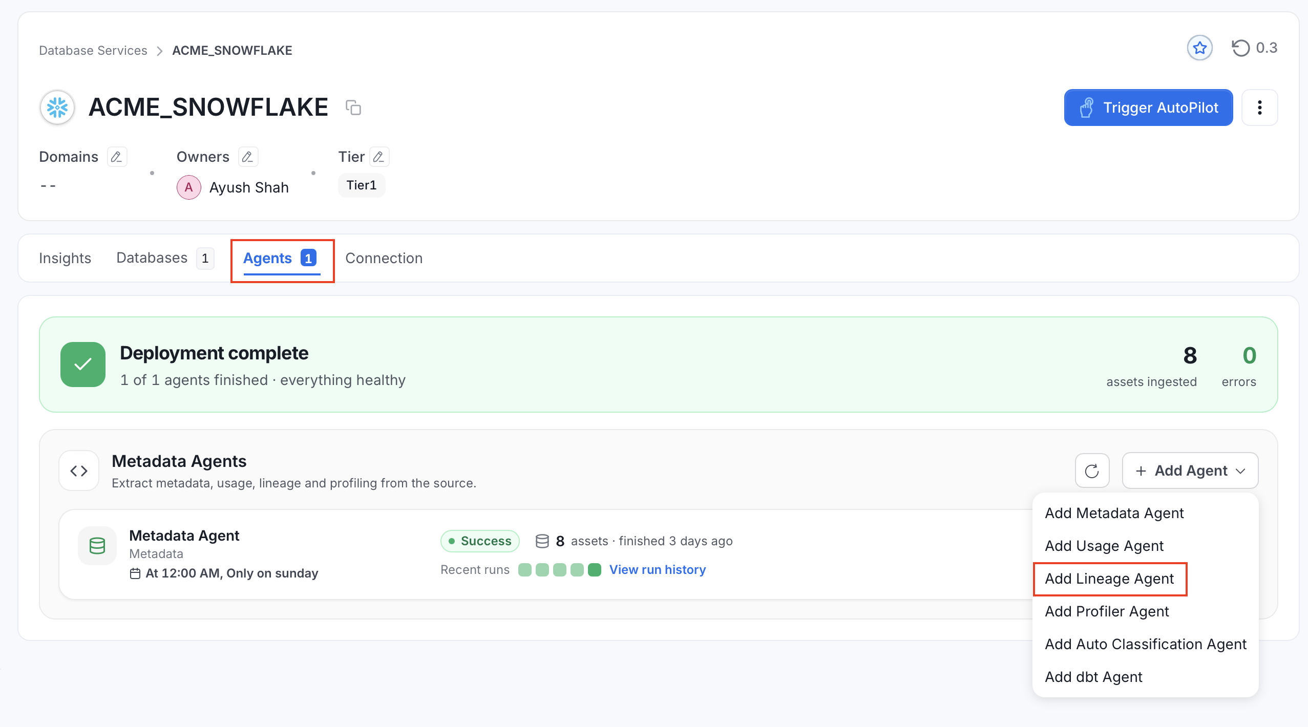 Add Lineage Agent