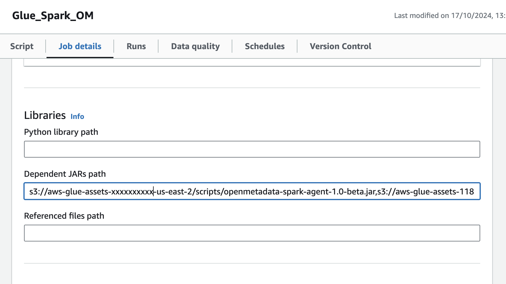 Glue Job Configure Jar
