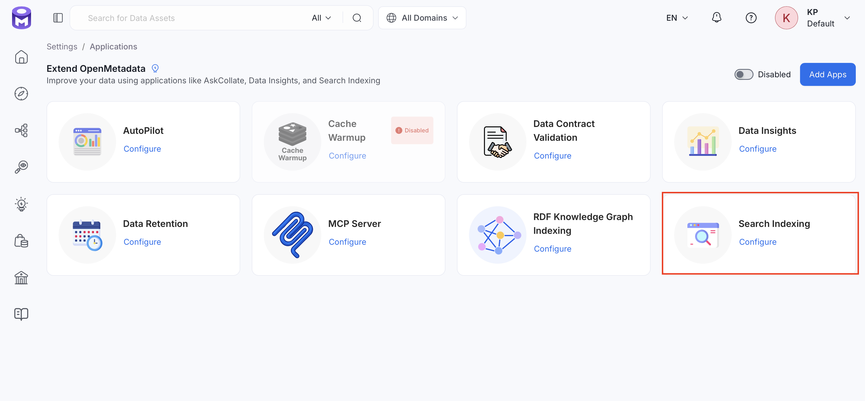 Open the Search Indexing application
