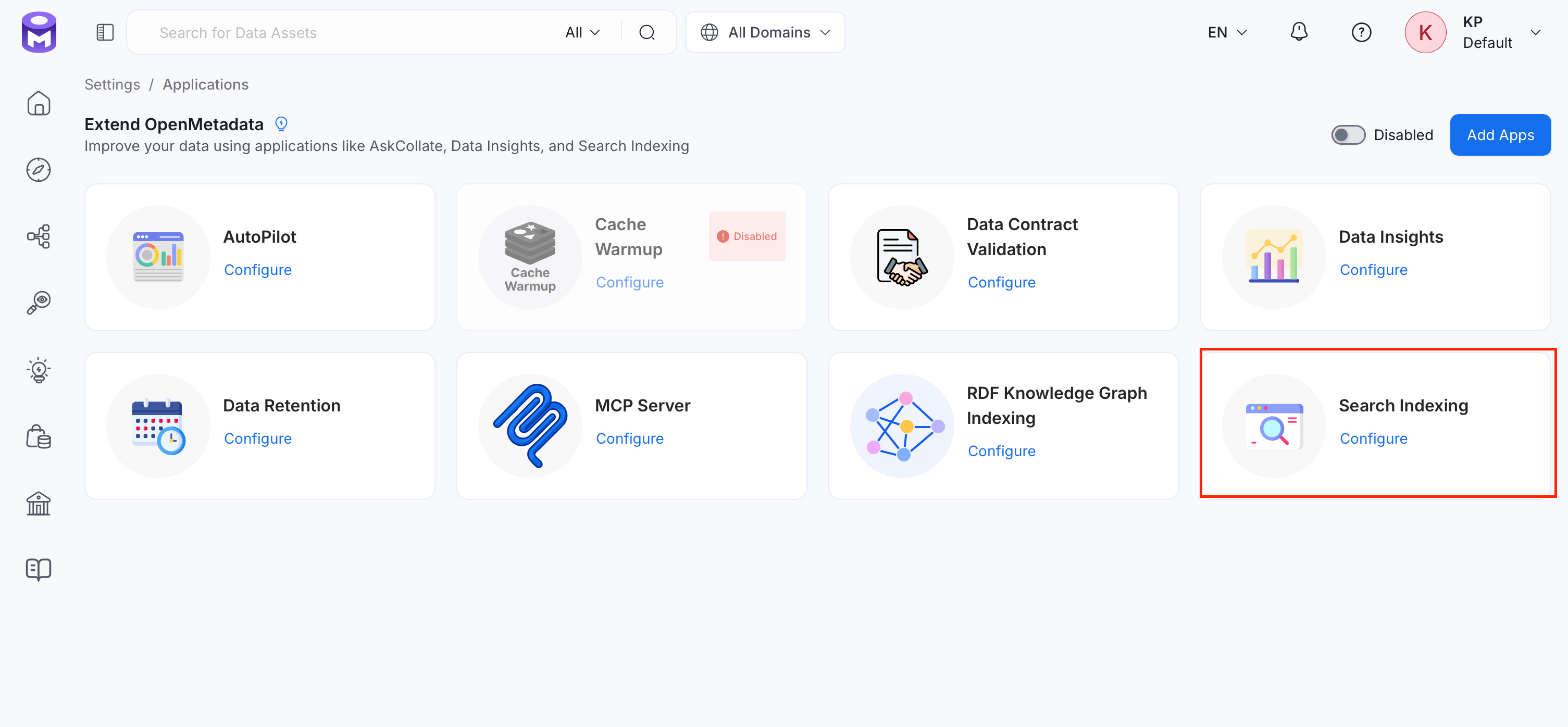 Open the Search Indexing application