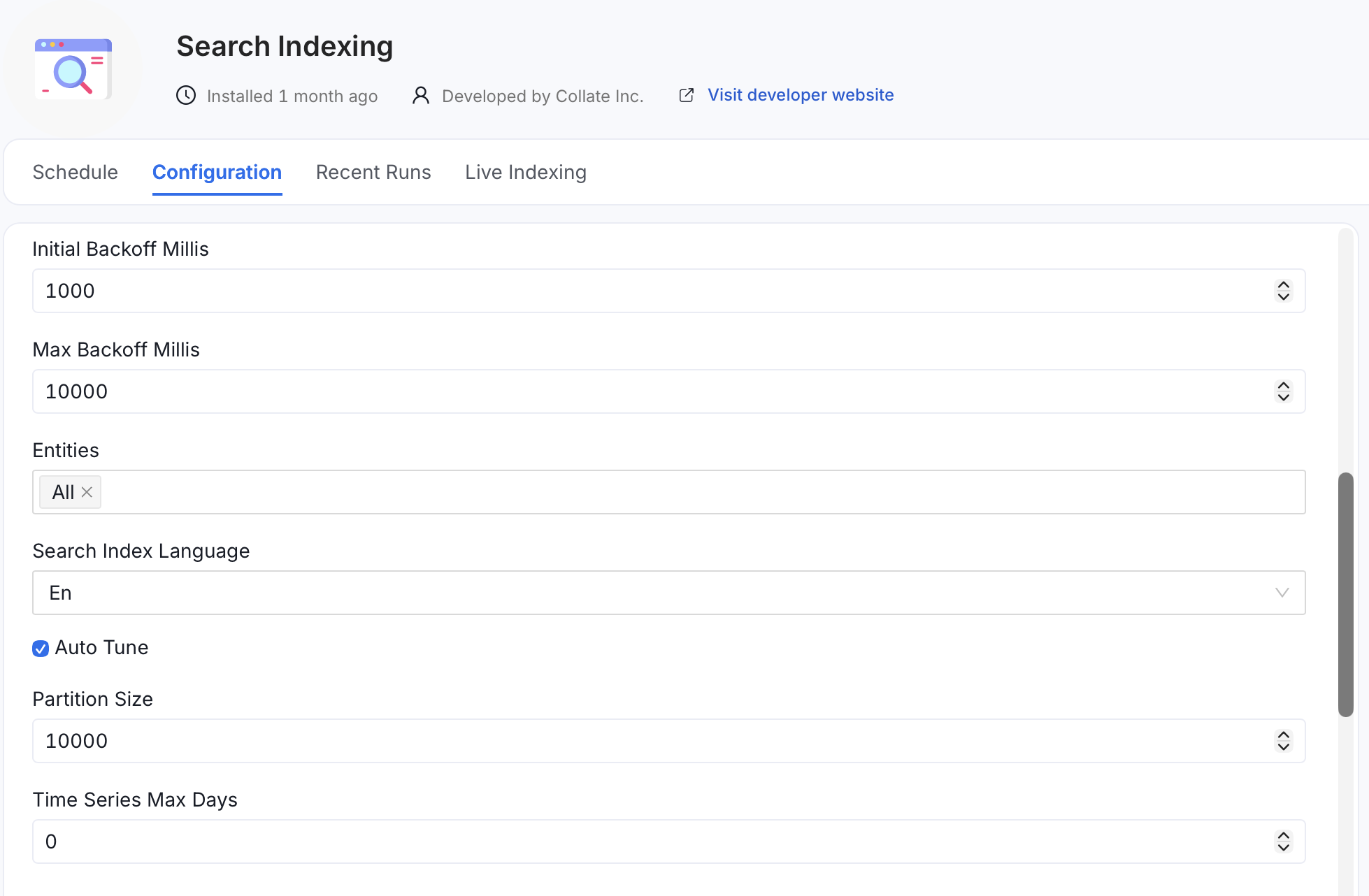 Search Indexing configuration, part 2